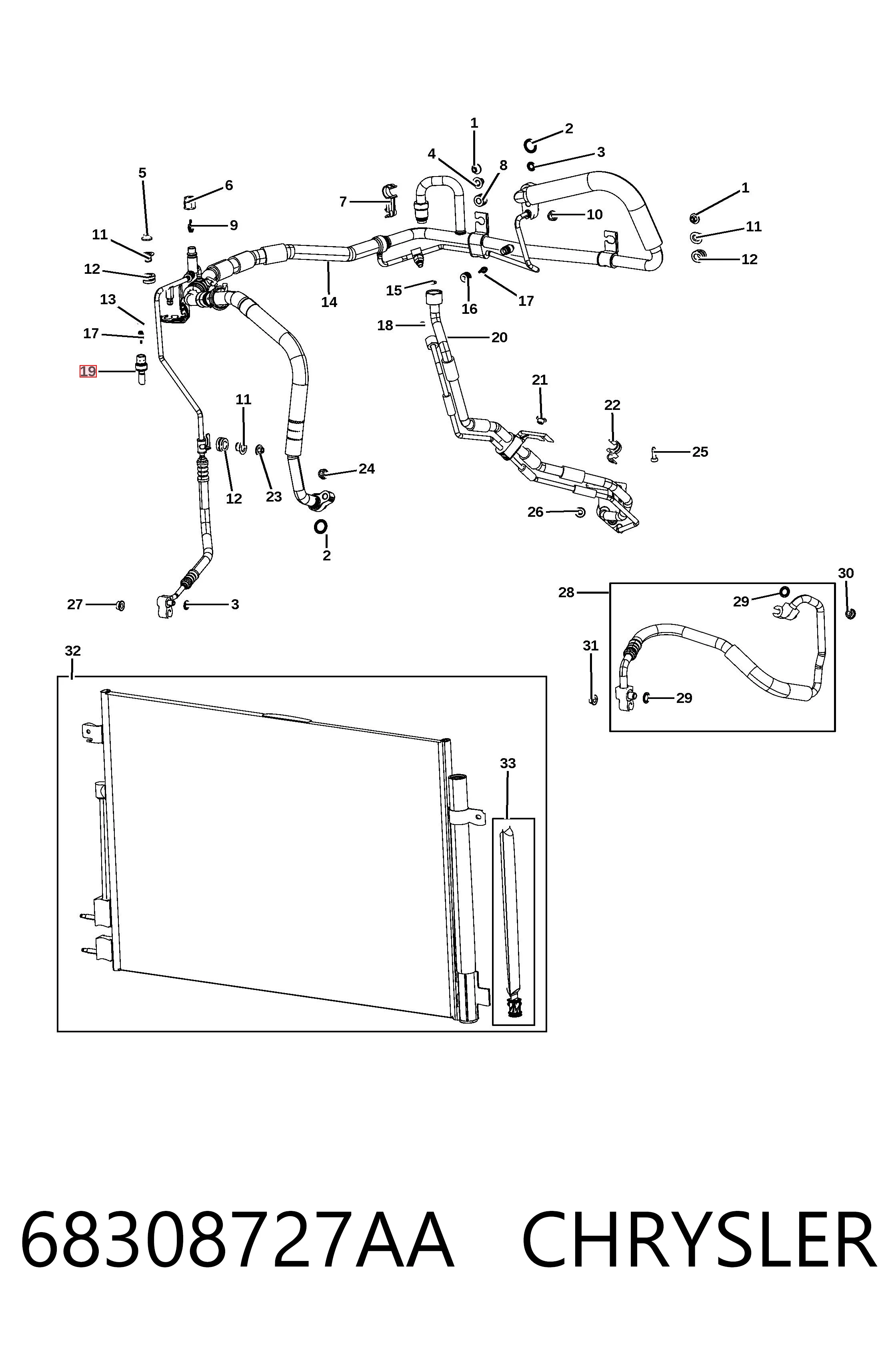 68308727AA Chrysler Sensor de baja presion aire acondicionado