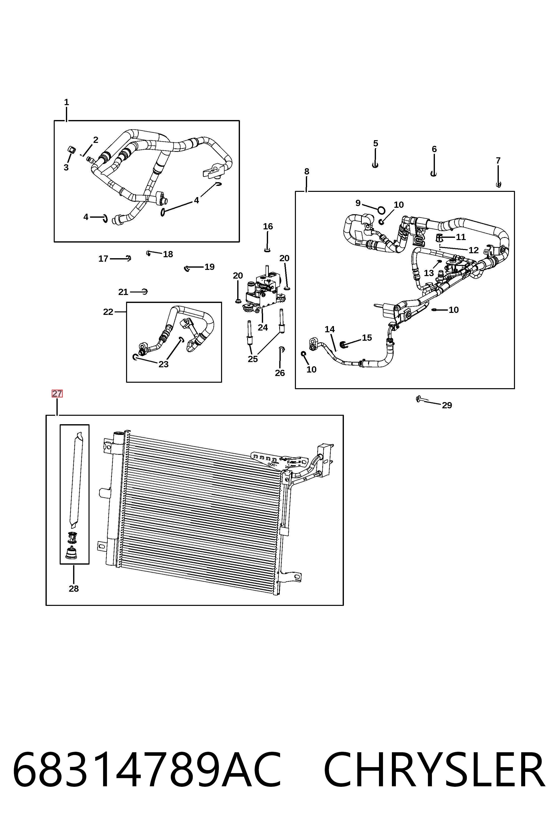 Radiador de aire acondicionado para Jeep Wrangler  JL