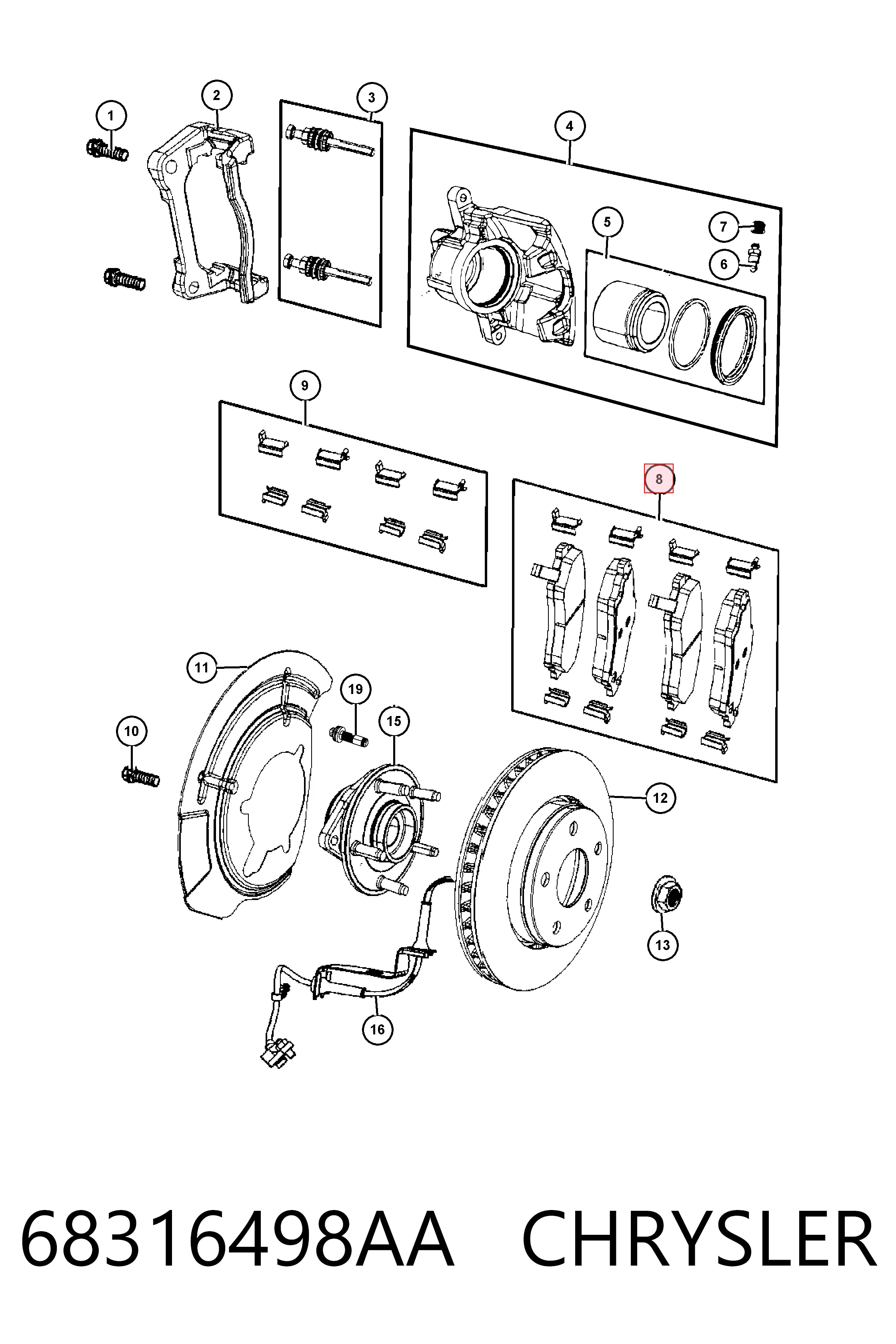 68316498AA Chrysler Pastillas delanteras