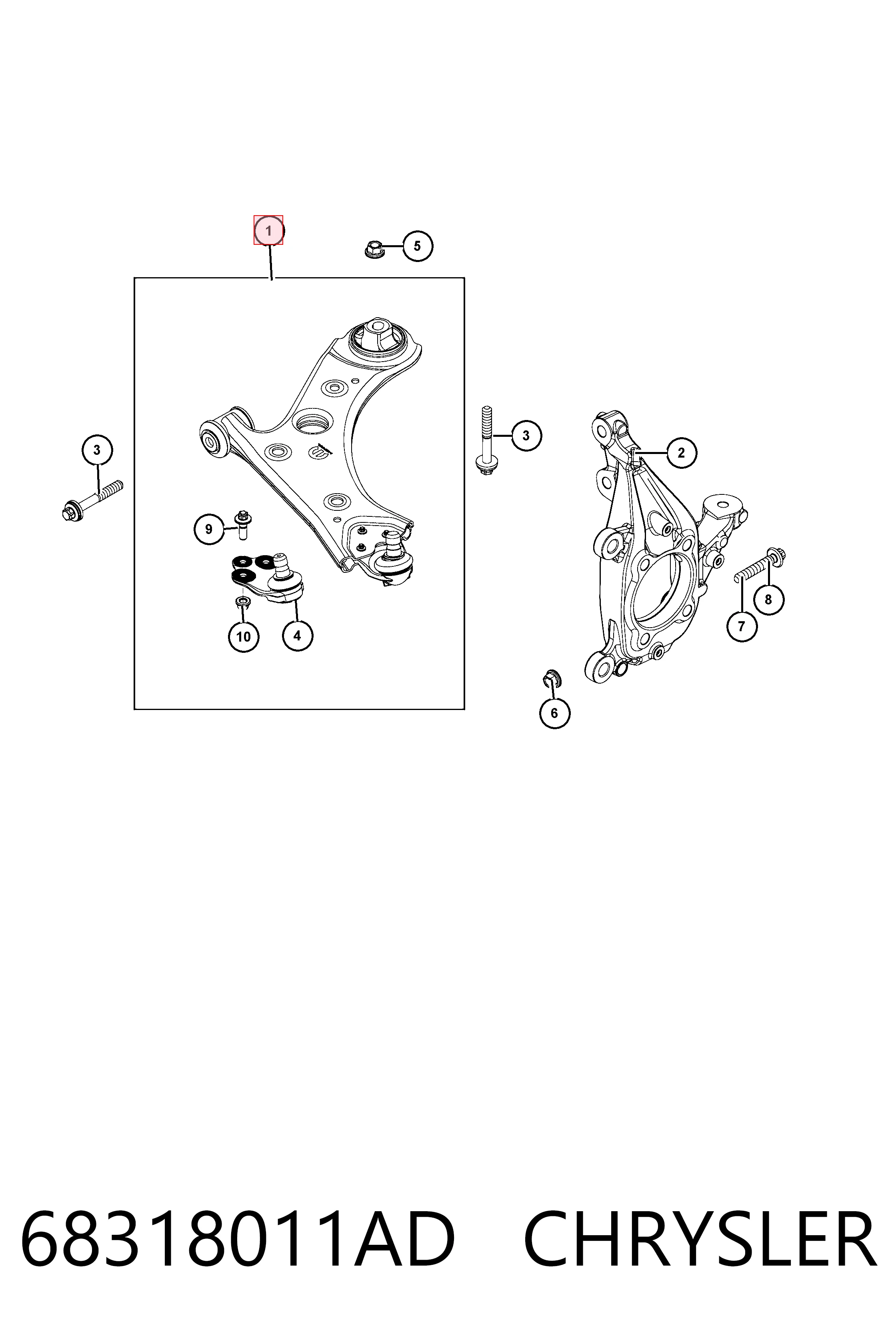 Brazo inferior izquierdo de la suspensión delantera K68318011AF Fiat/Alfa/Lancia
