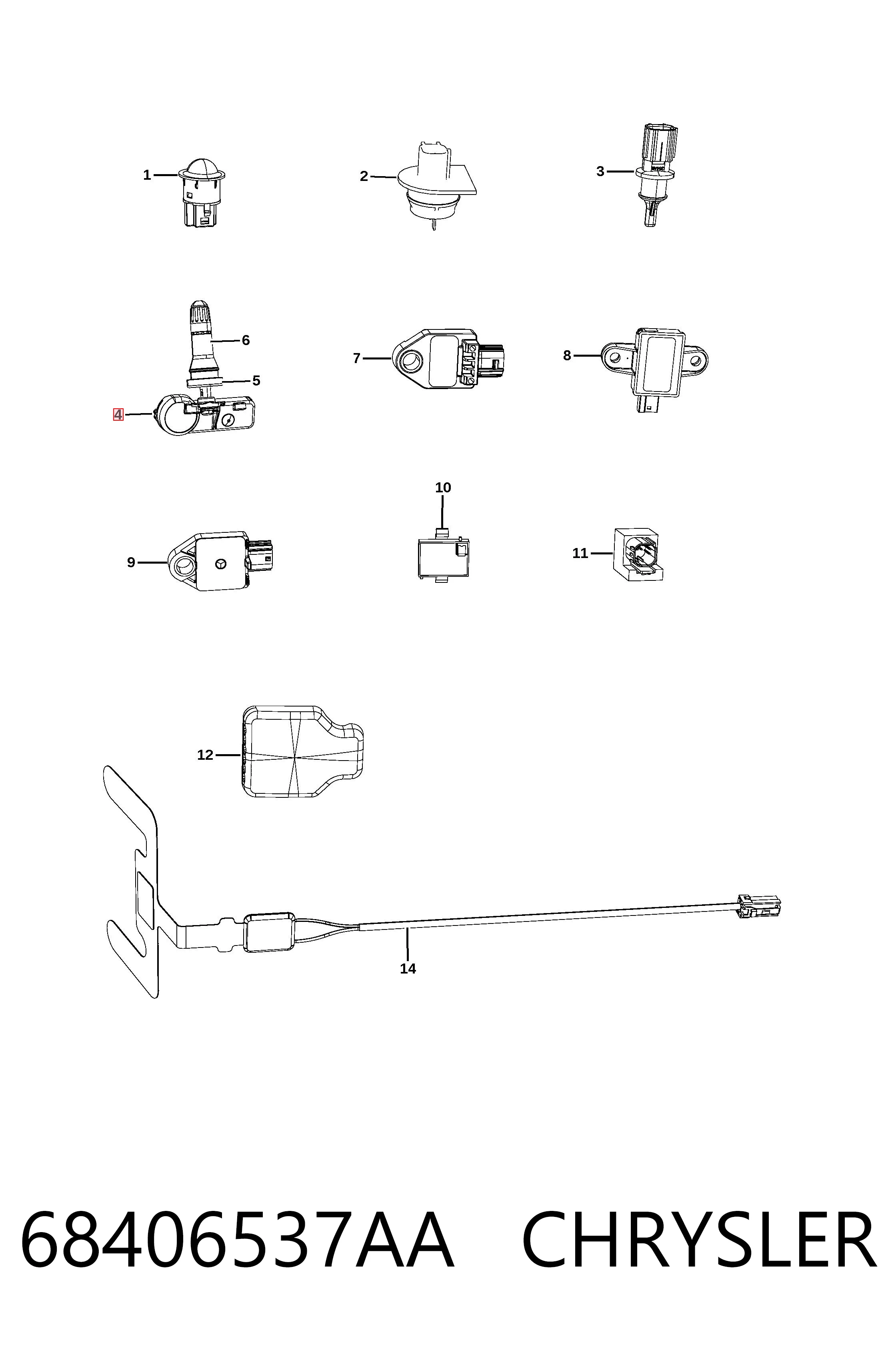 68406537AA Chrysler Sensor de presión de neumáticos (TPMS)