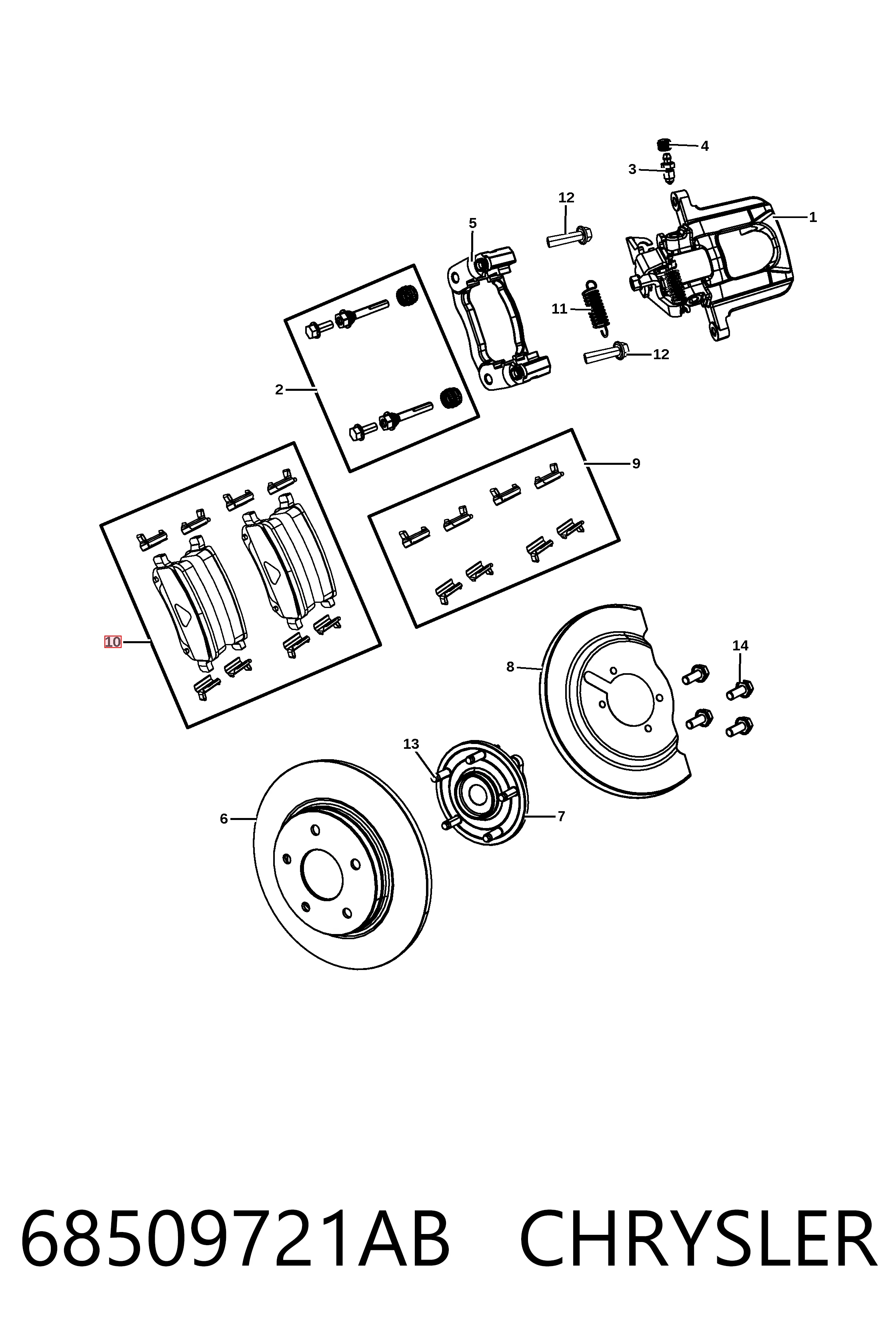 68509721AB Chrysler Pastillas freno traseras
