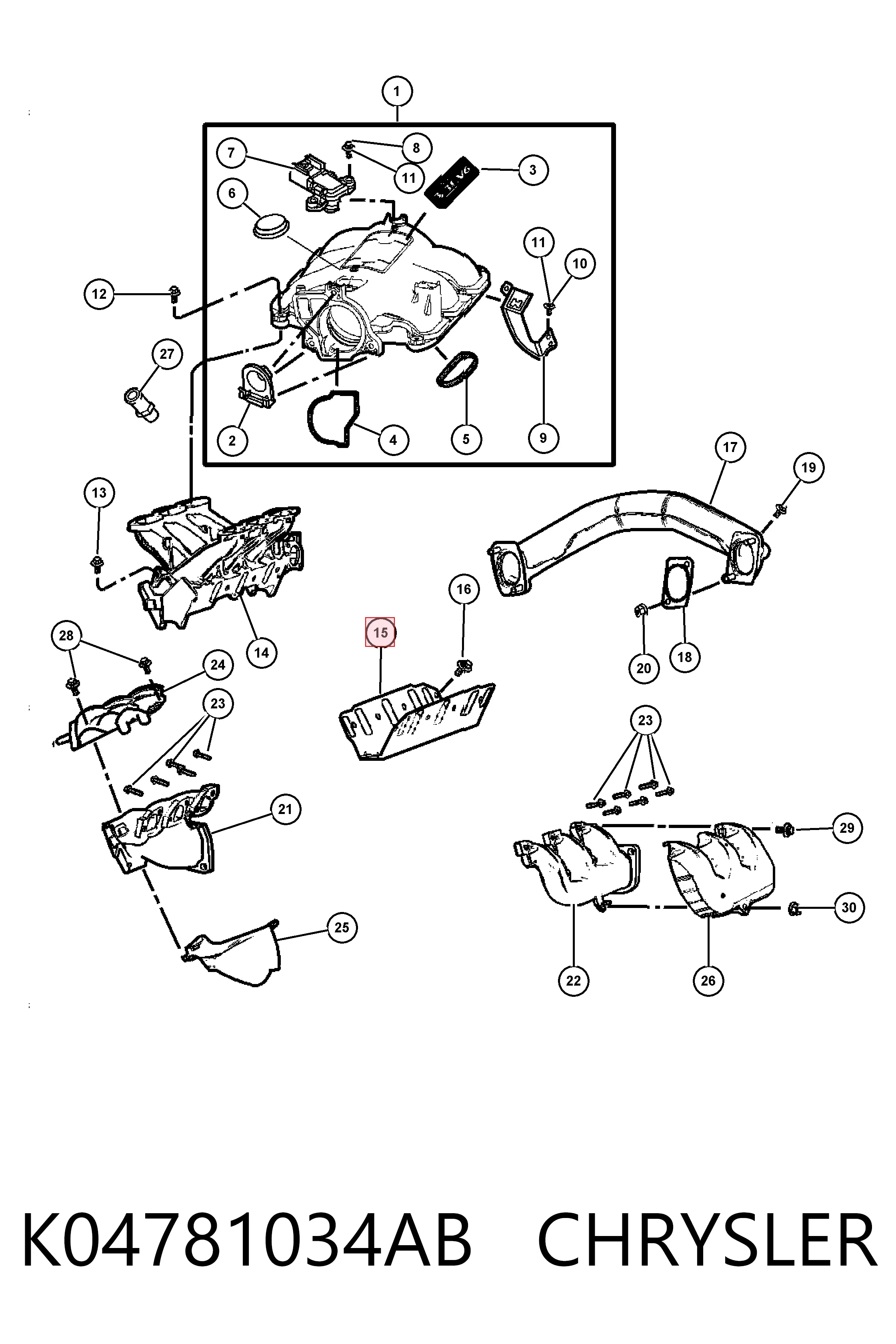 Juego de juntas, colector de admisión para Chrysler Voyager III RG, RS