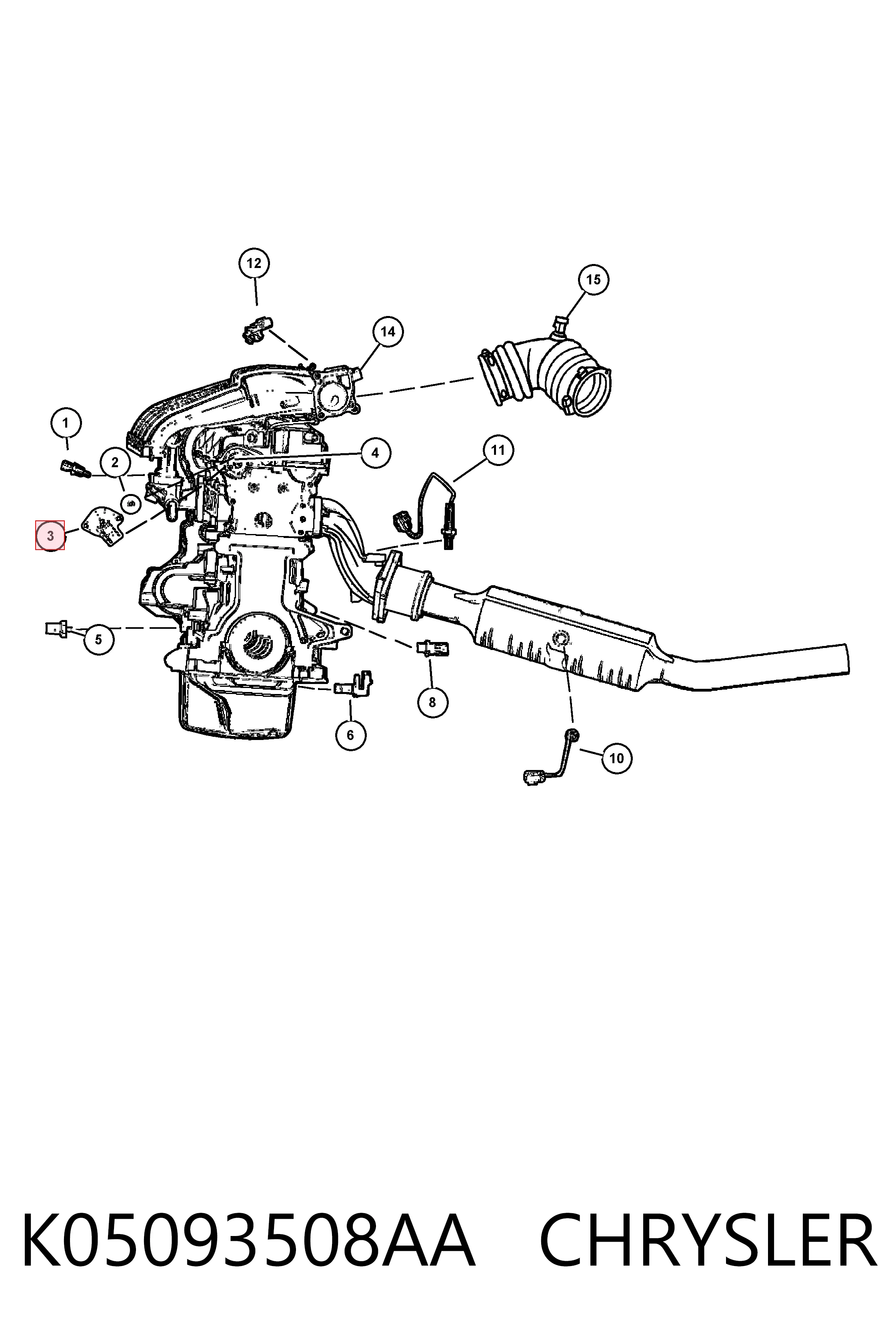 Sensor de posición del árbol de levas K05093508AA CHRYSLER