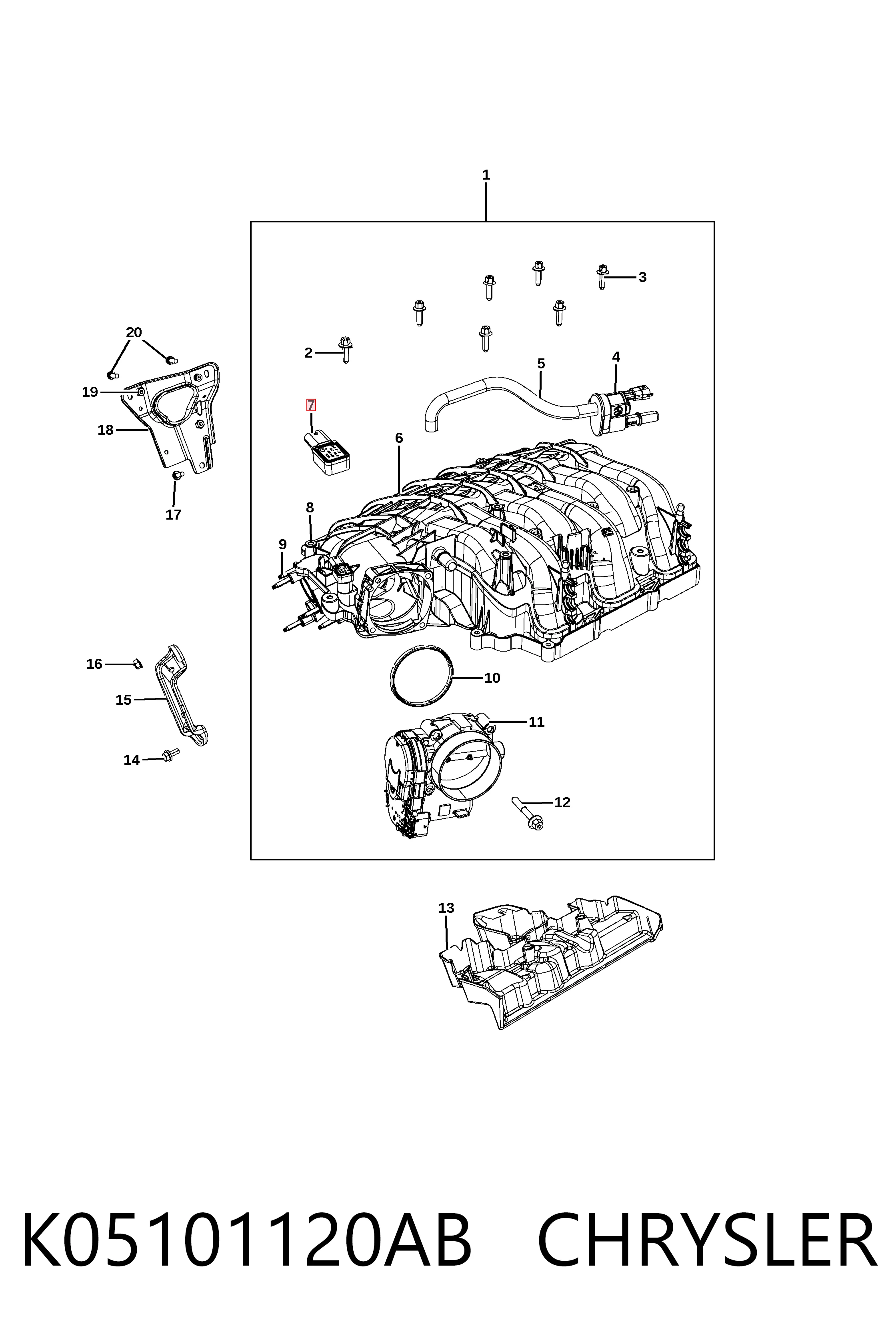 Sensor de presión del colector de admisión K05101120AB CHRYSLER