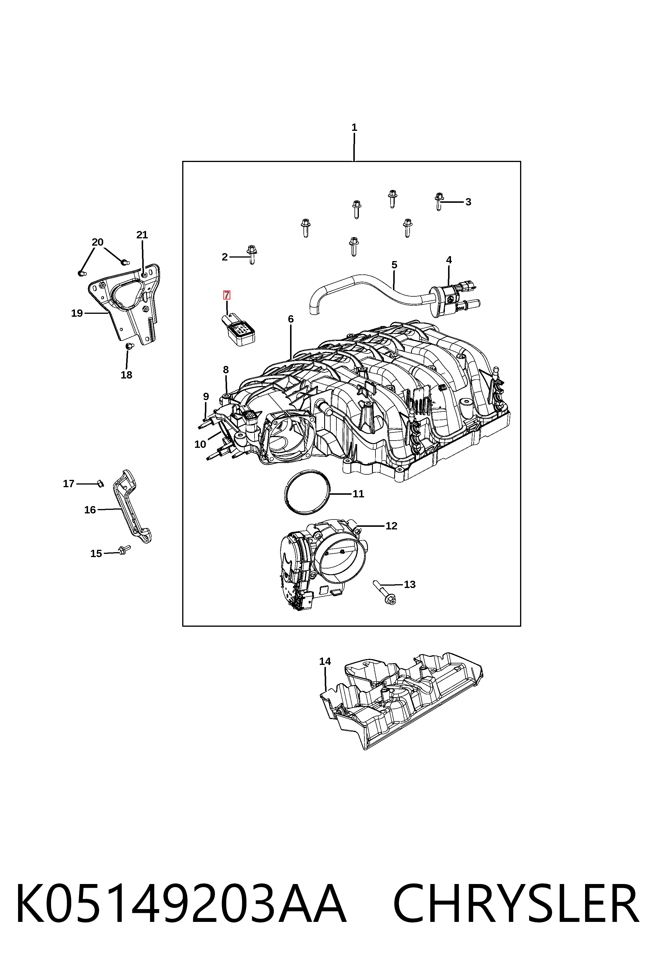 Sensor de presión del colector de admisión K05149203AA CHRYSLER