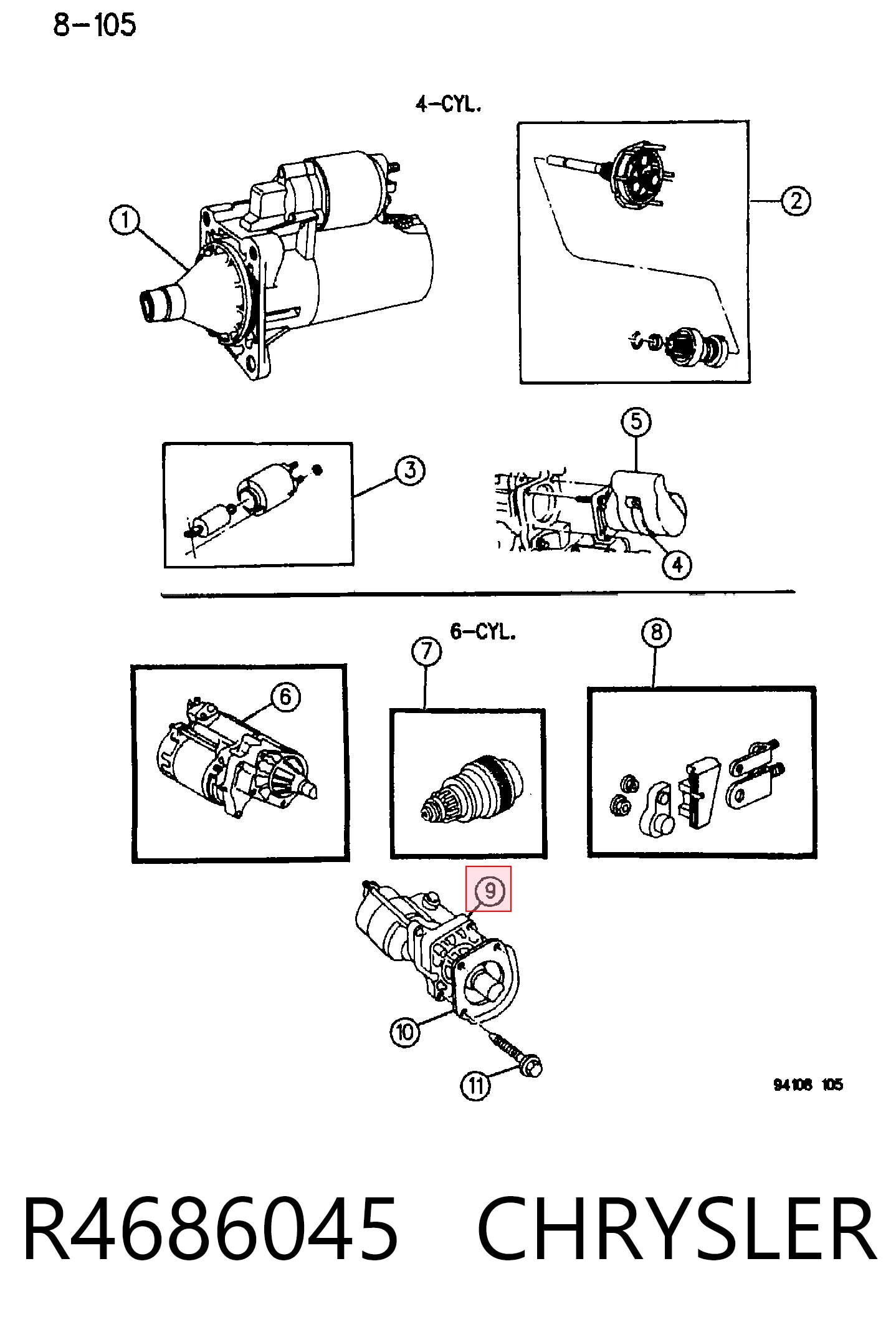 Motor de arranque R4686045 CHRYSLER