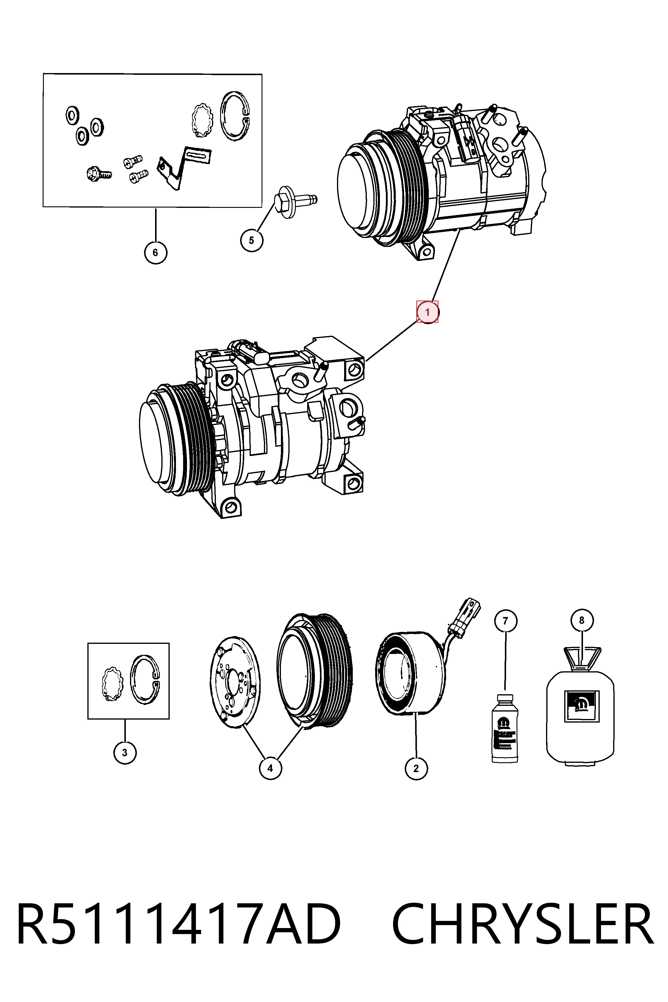 R5111417AD Chrysler Compresor climatizador