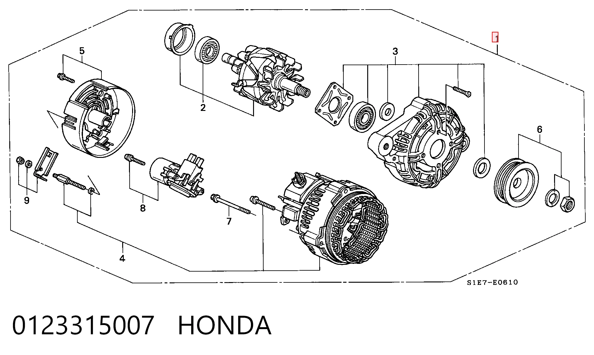 0123315007 Honda Alternador de coche