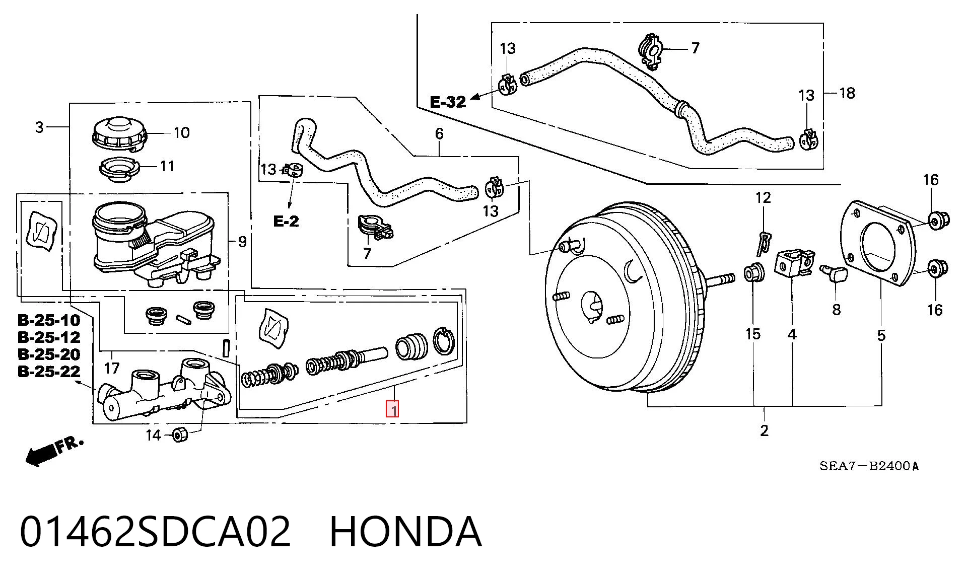 Kit de reparación cilindro de freno principal para Honda Accord CL, CM