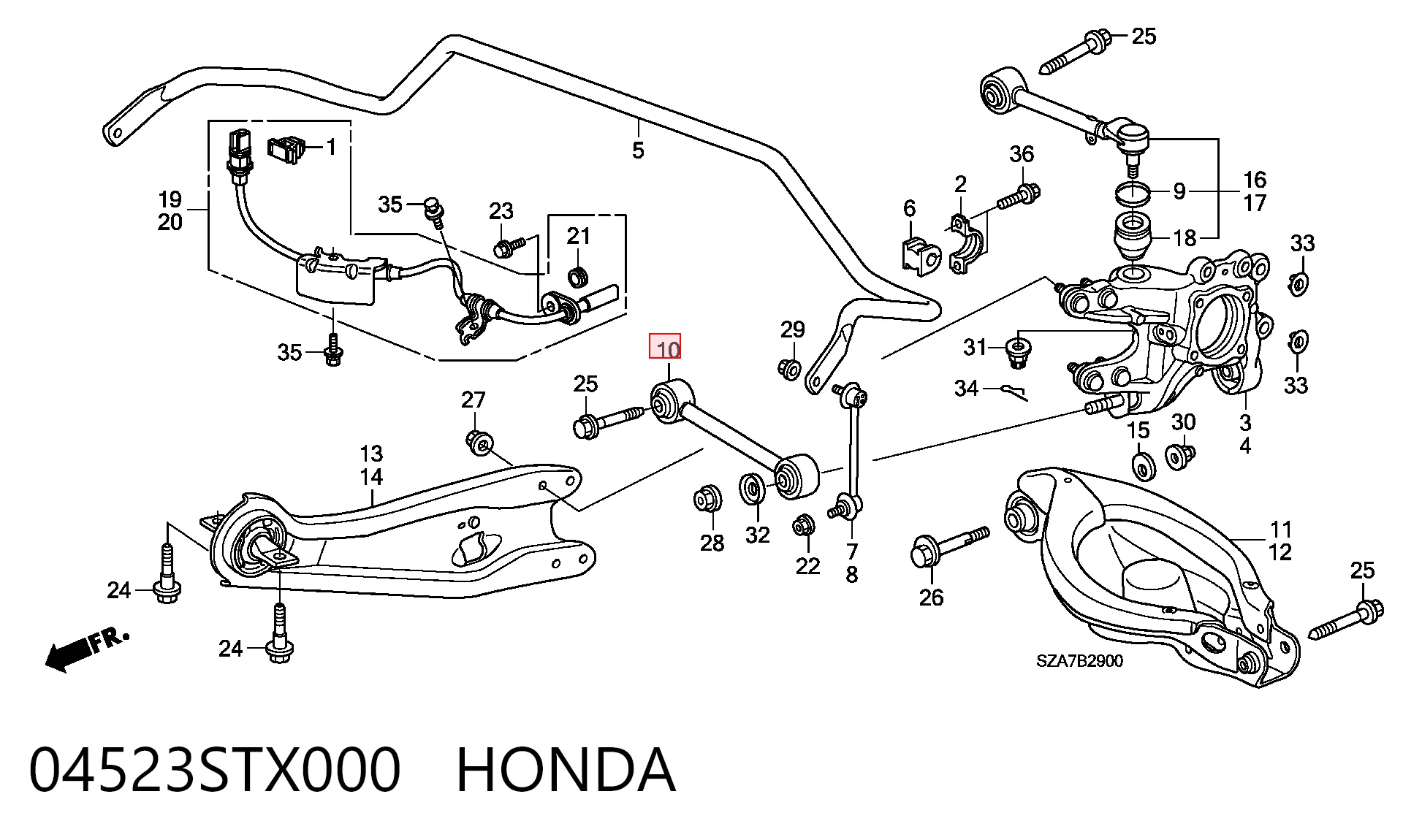 04523STX000 Honda Barra transversal, suspensión de ruedas, eje trasero