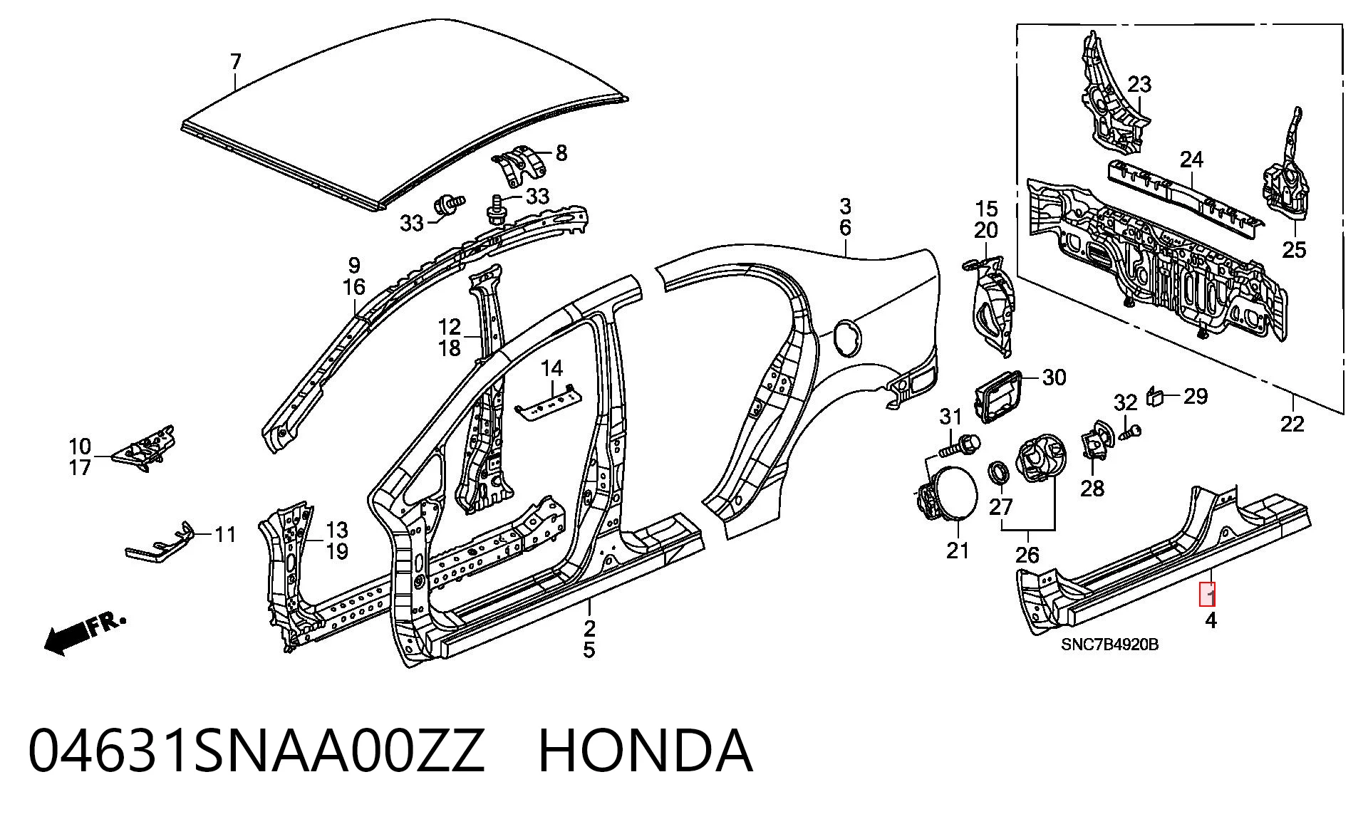 Umbral de puerta, derecha para Honda Civic VIII FD, FA