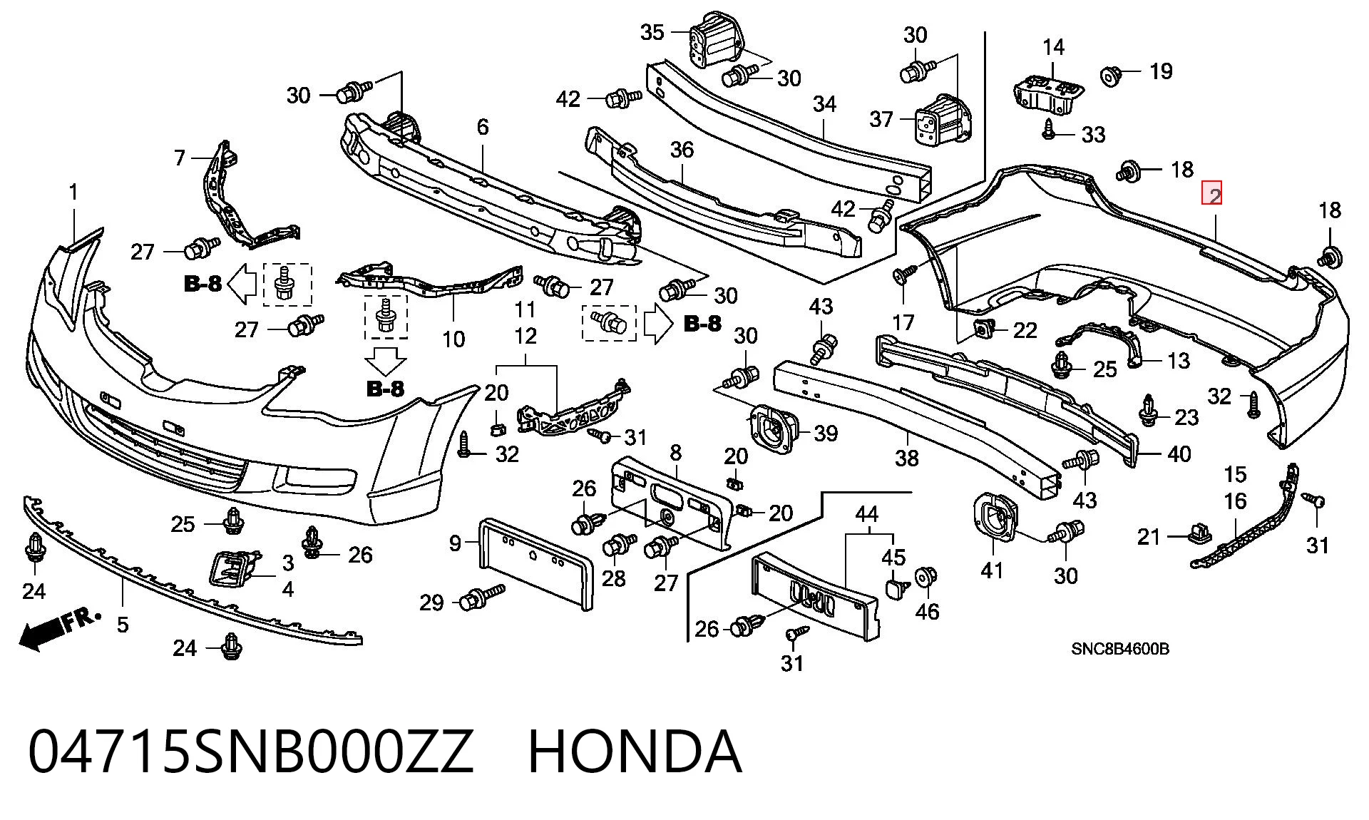 Parachoques trasero 04715SNB000ZZ HONDA