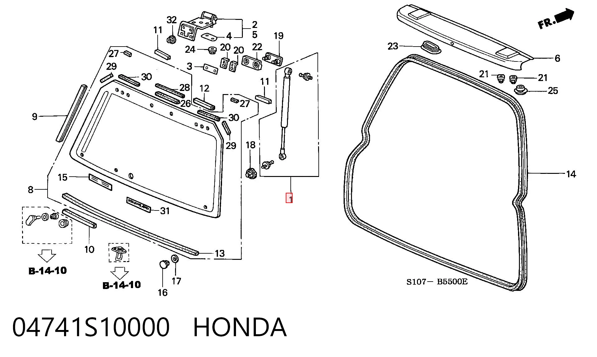 04741S10000 Honda Amortiguador de porton