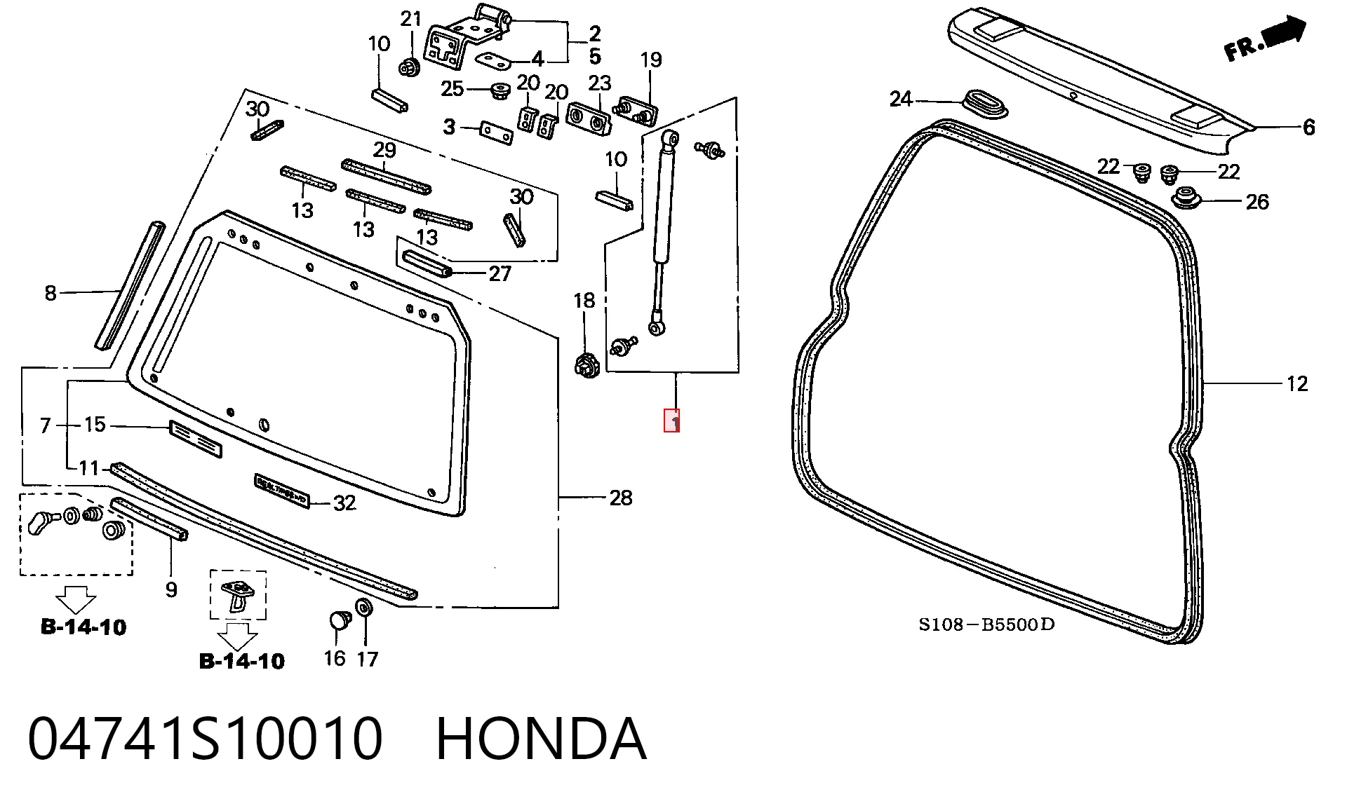 04741S10010 Honda Amortiguador de porton