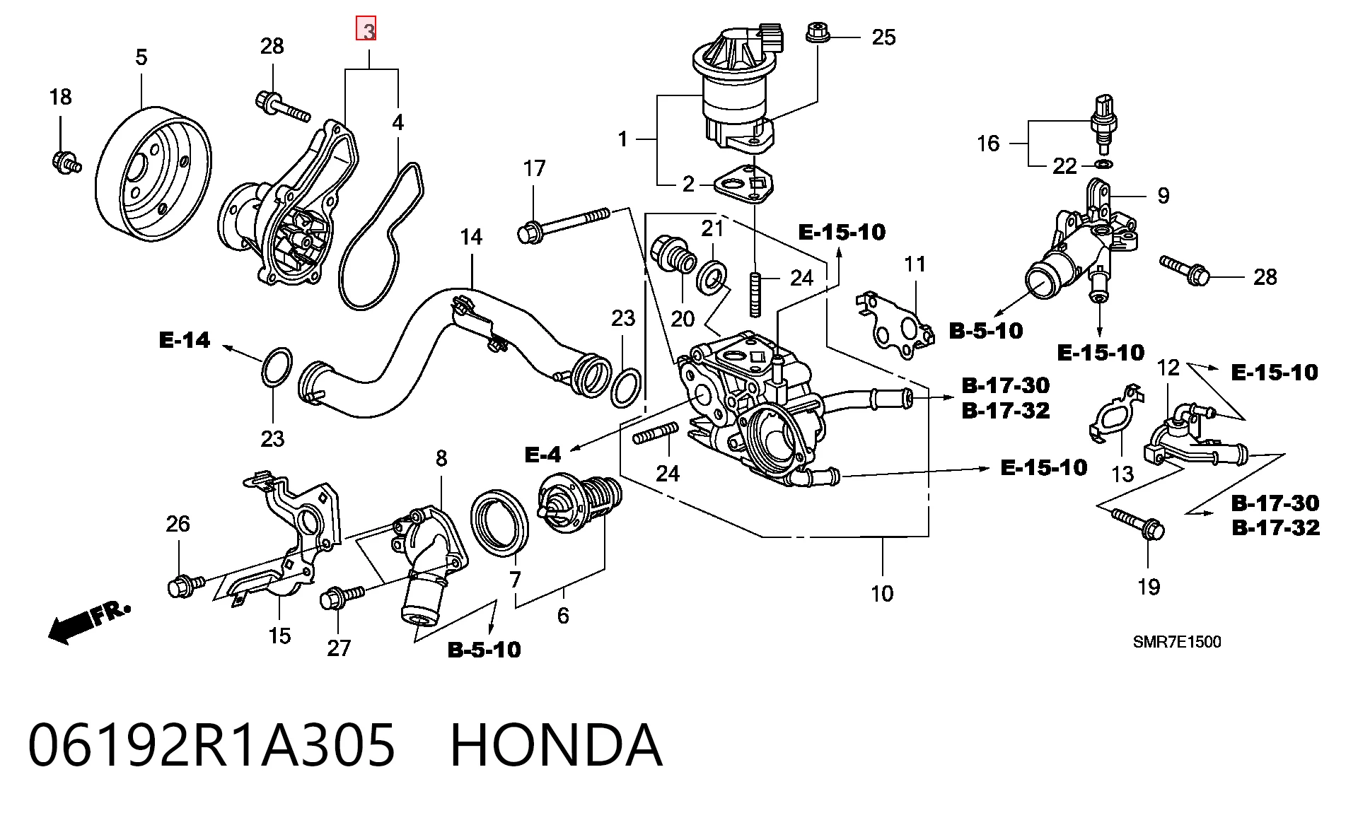 06192R1A305 Honda Bomba refrigerante coche