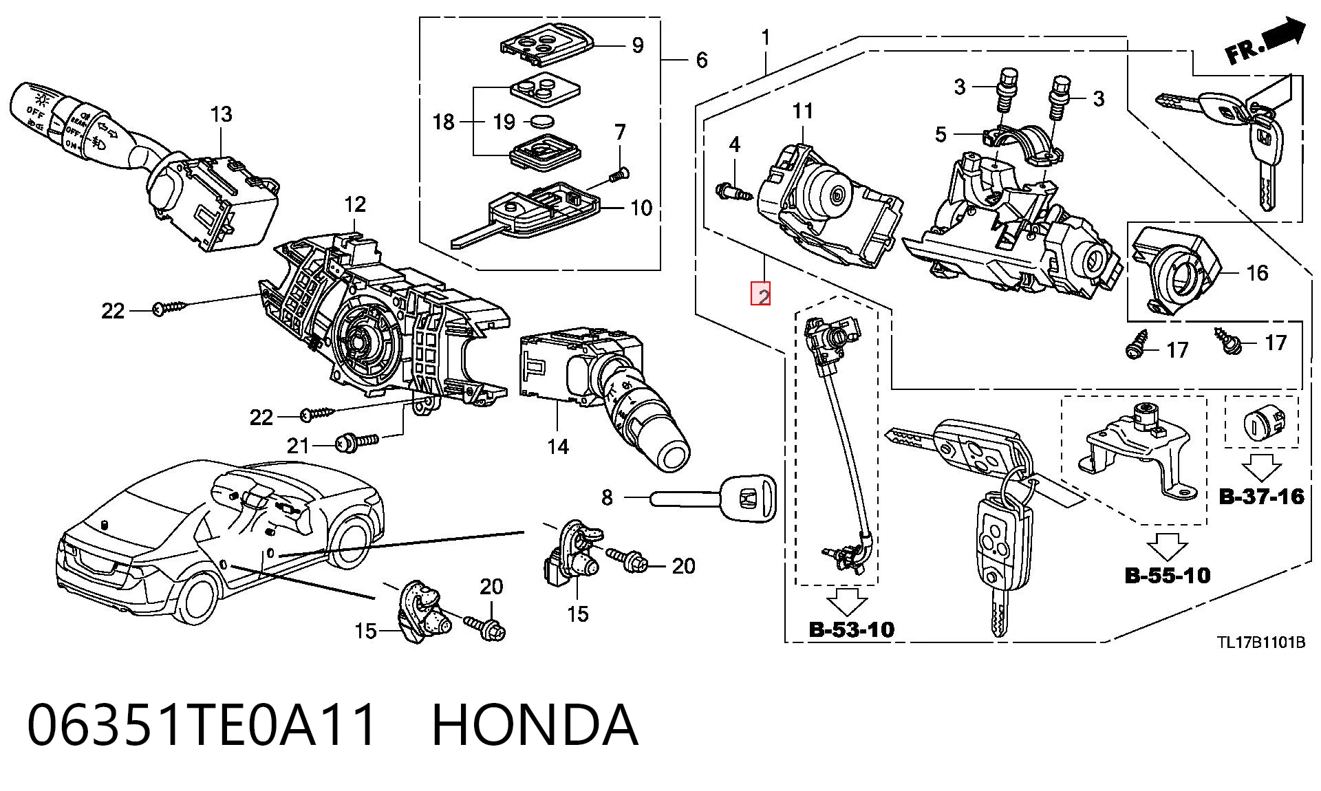 06351TE0A11 Honda Interruptor de encendido