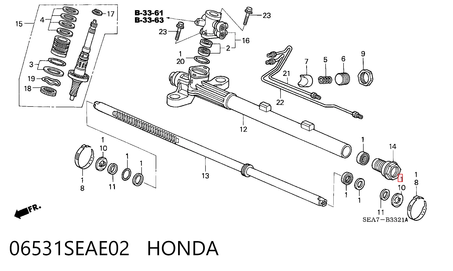 Juego de juntas, cremallera de dirección 06531SEAE02 HONDA