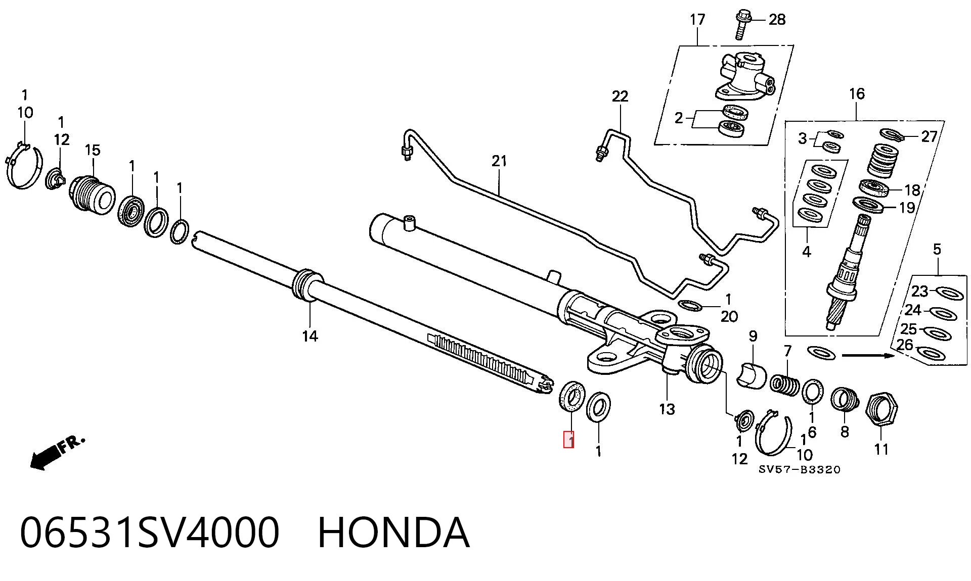 Juego de juntas, cremallera de dirección 06531SV4000 HONDA