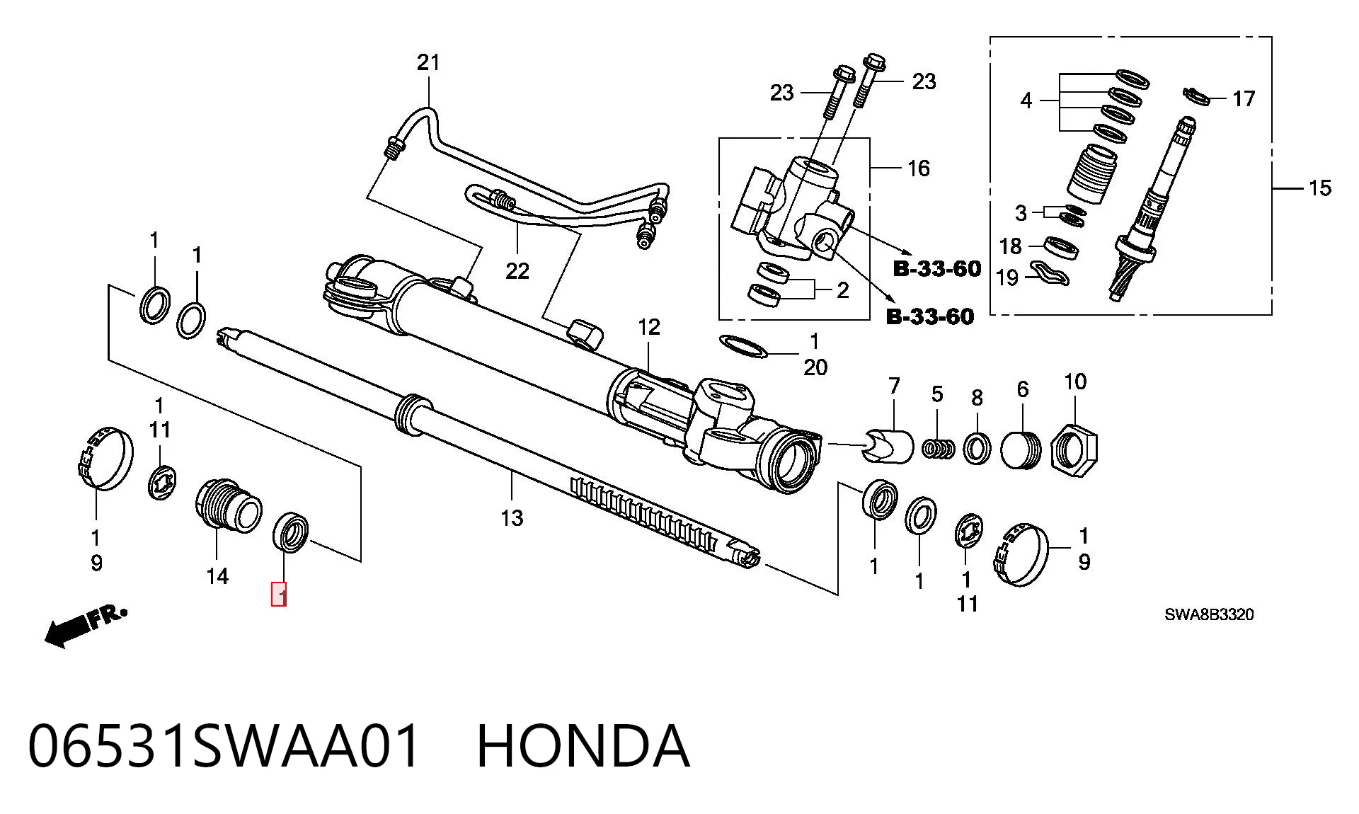 06531SWAA01 Honda Juego de juntas, mecanismo de dirección