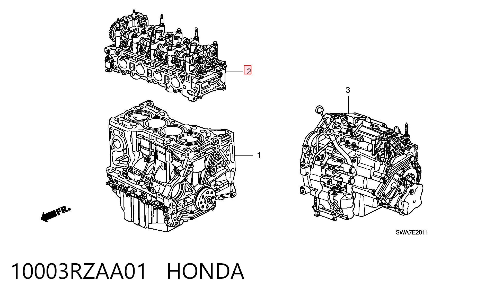 10003RZAA01 Honda Cabeza del motor