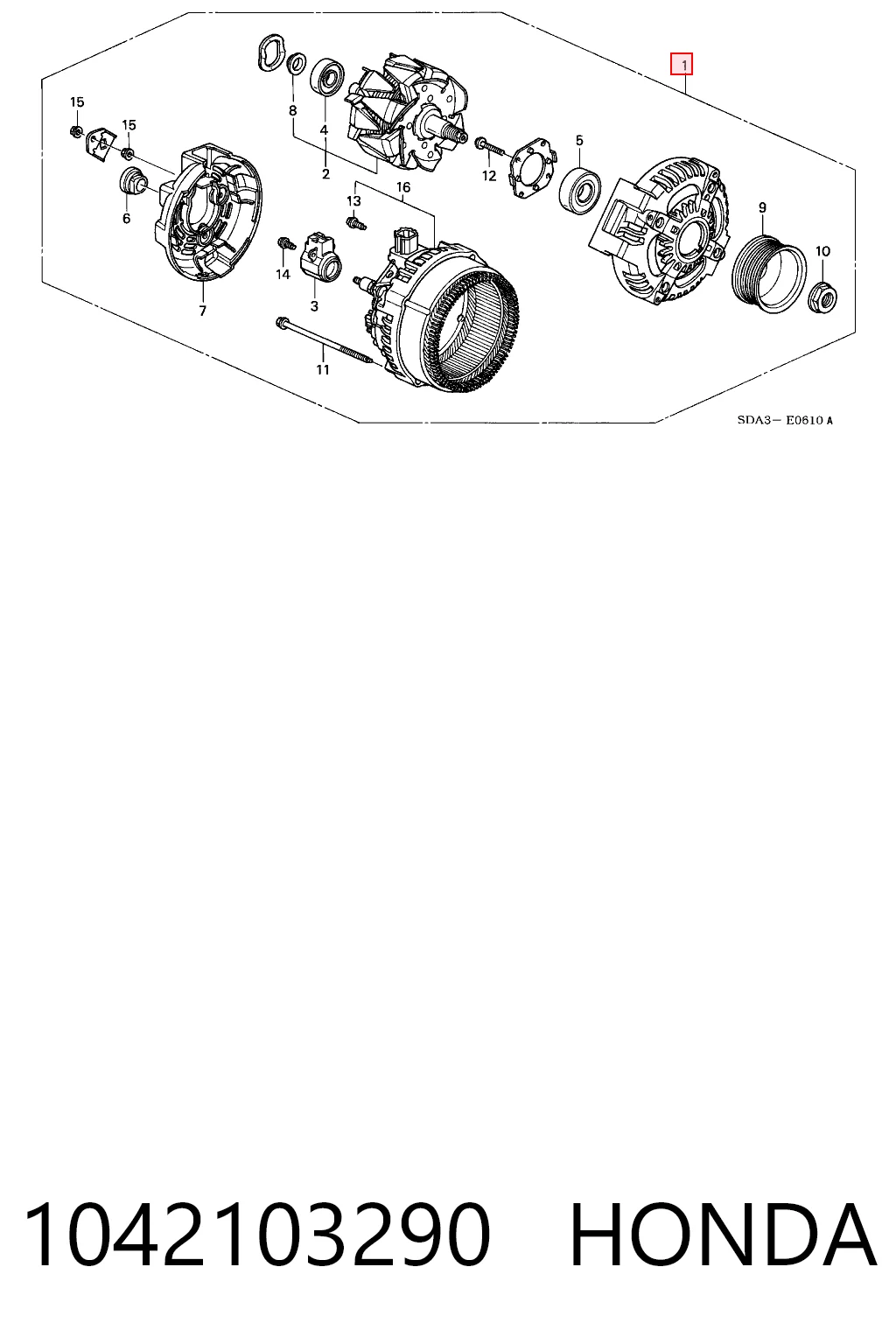 1042103290 Honda Alternador de coche