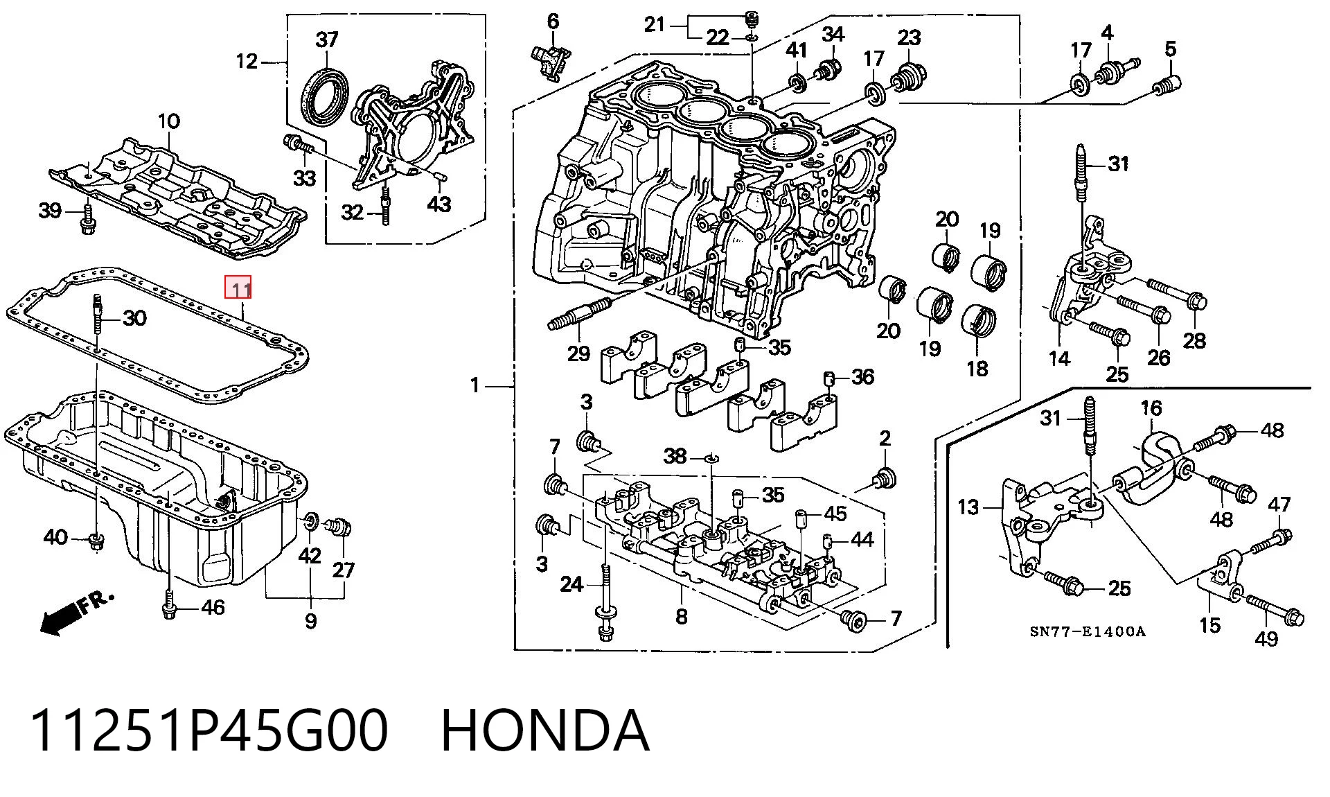 11251P45G00 Honda Junta cárter de aceite