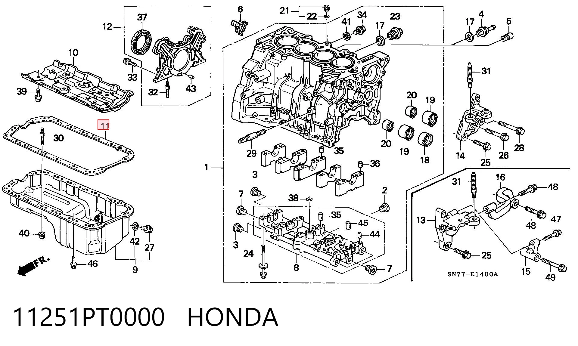 11251PT0000 Honda Junta cárter de aceite