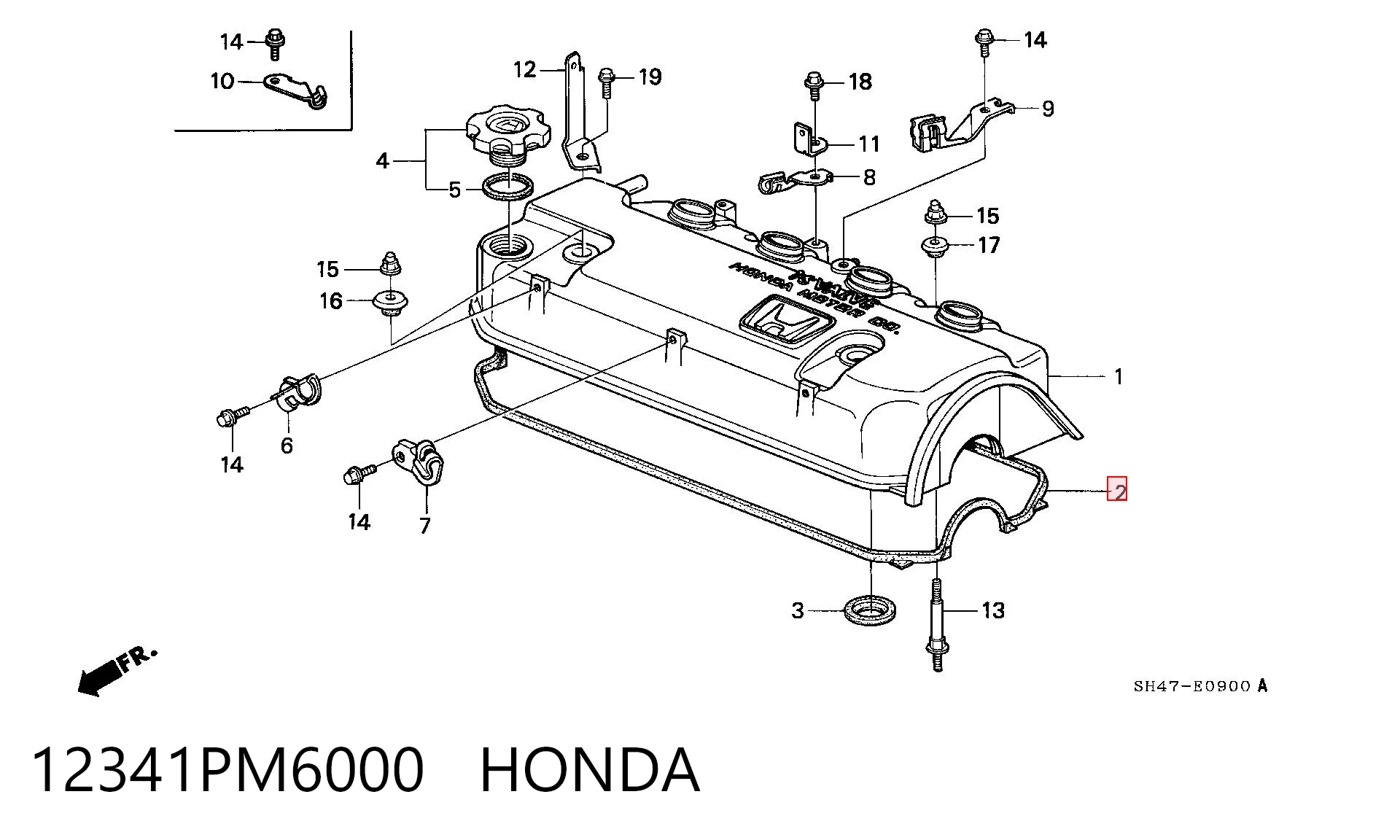 Junta de la tapa de válvulas del motor 12341PM6000 HONDA