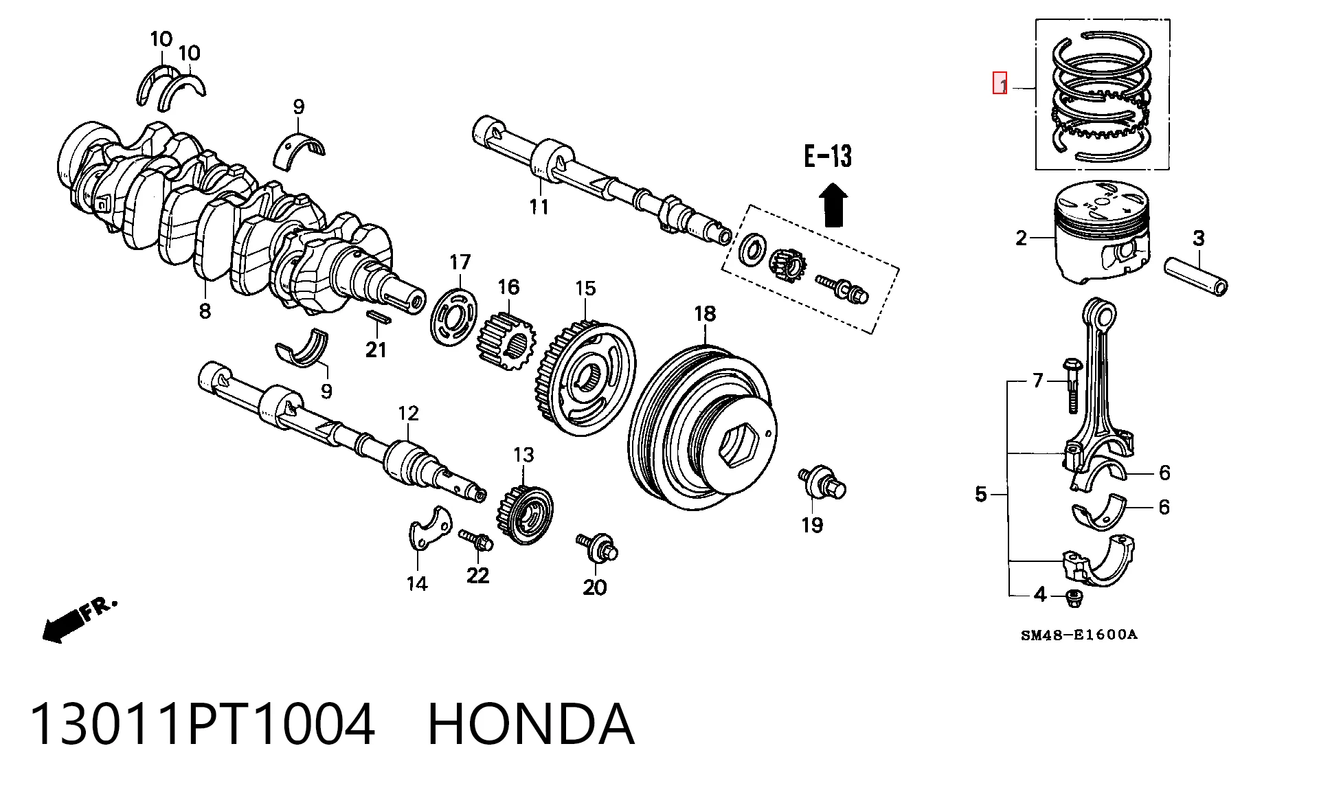 Juego de anillos de pistón, motor, STD 13011PT1004 HONDA