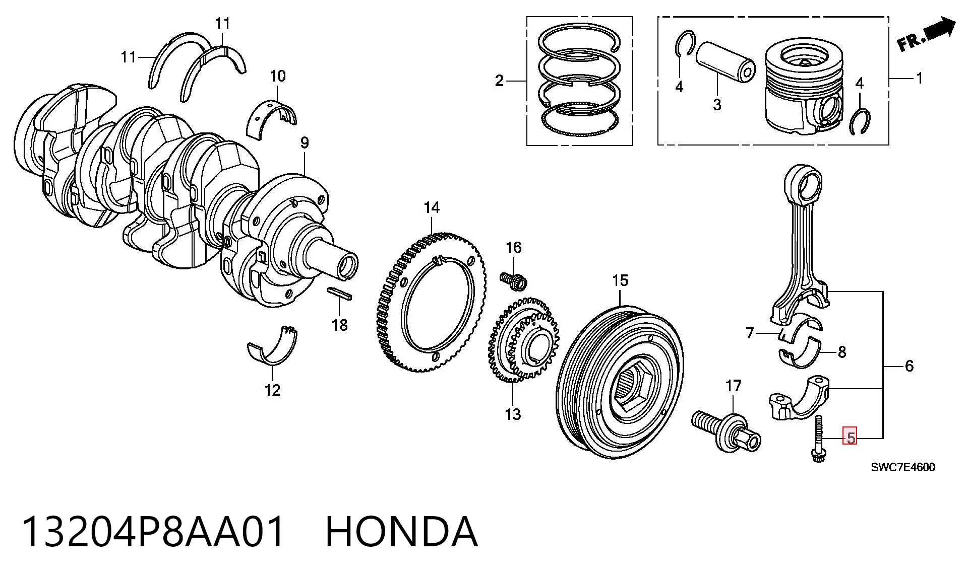 13204P8AA01 Honda Tornillo de biela