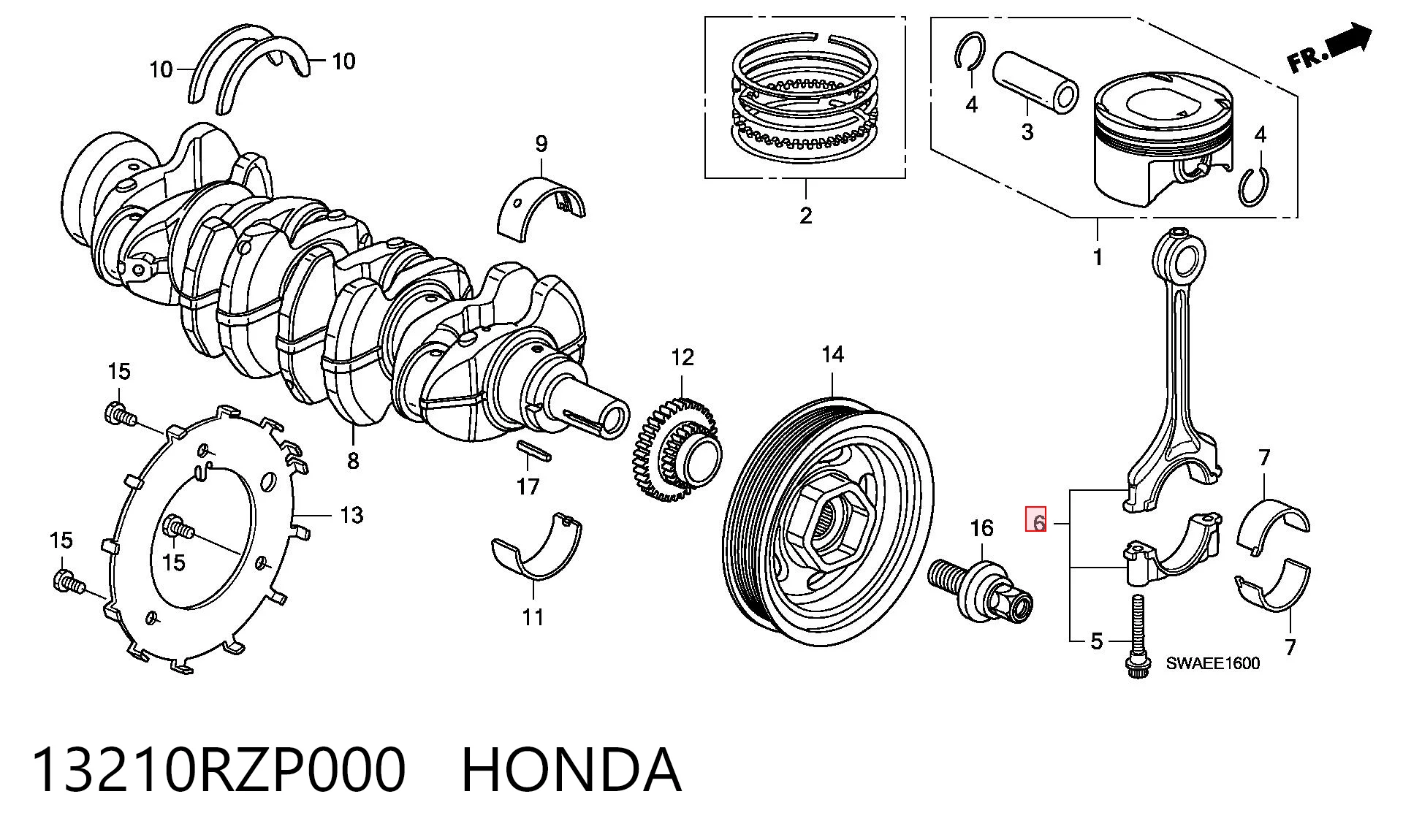 13210RZP000 Honda Biela