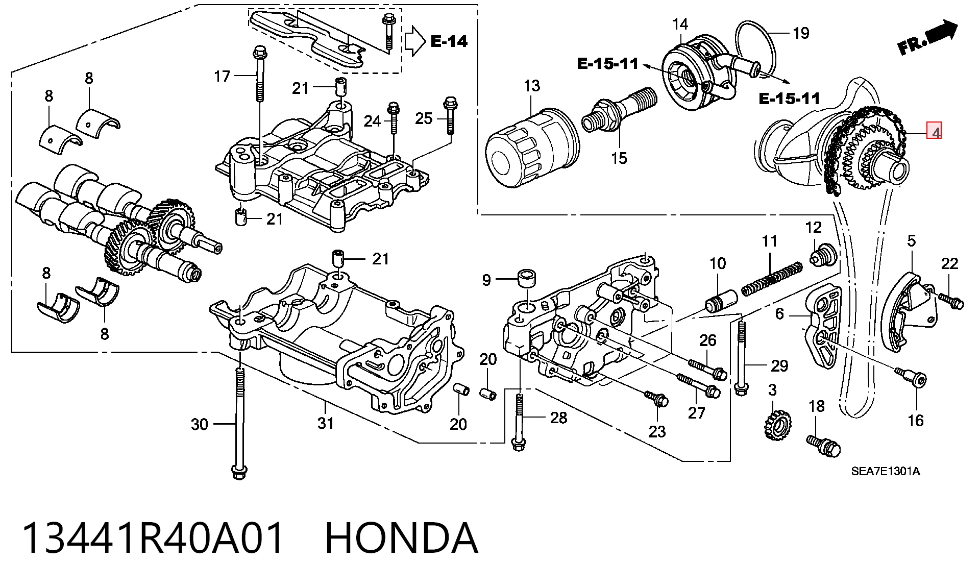 13441R40A01 Honda Cadena de motor