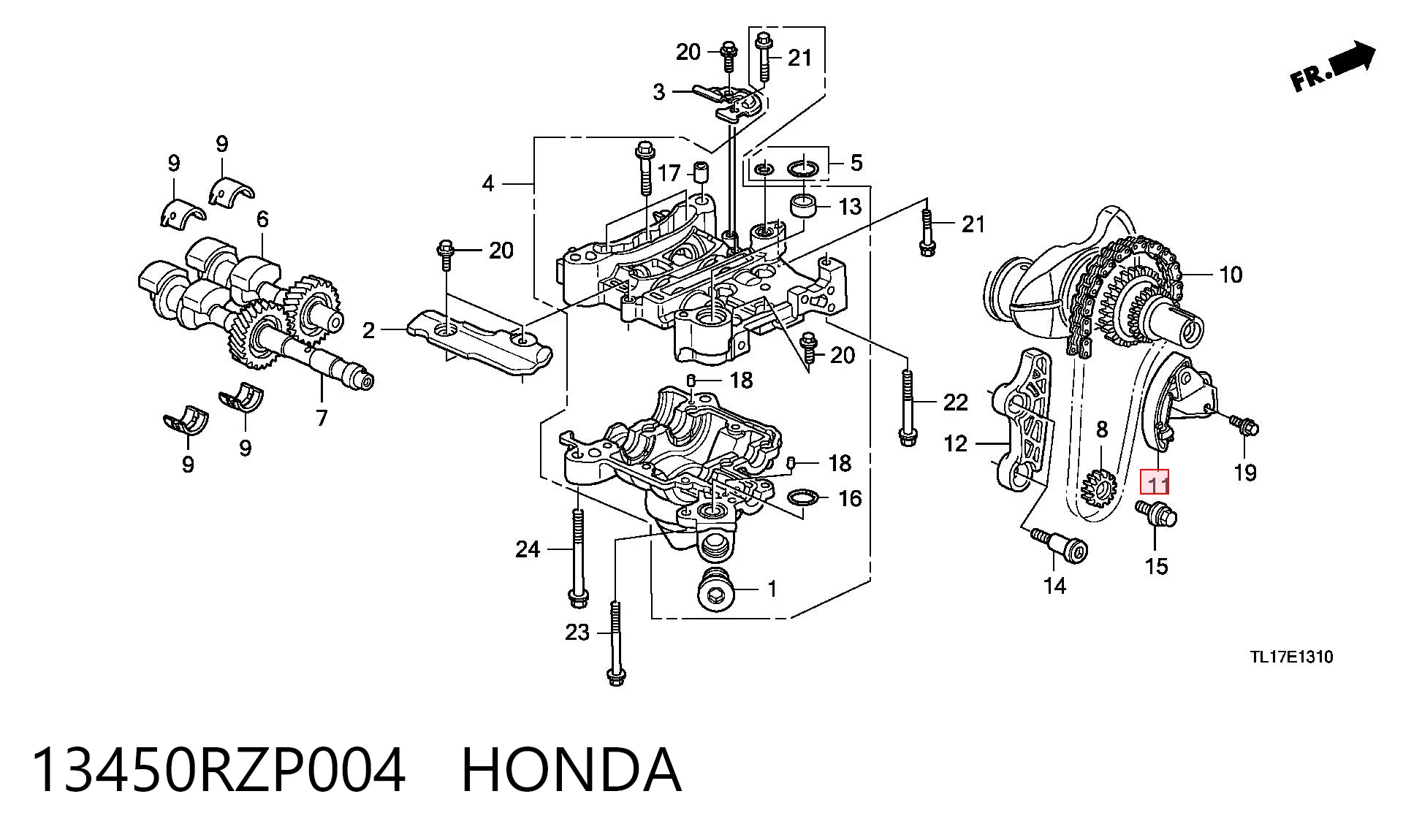 13450RZP004 Honda Tensor de cadena de bomba de aceite