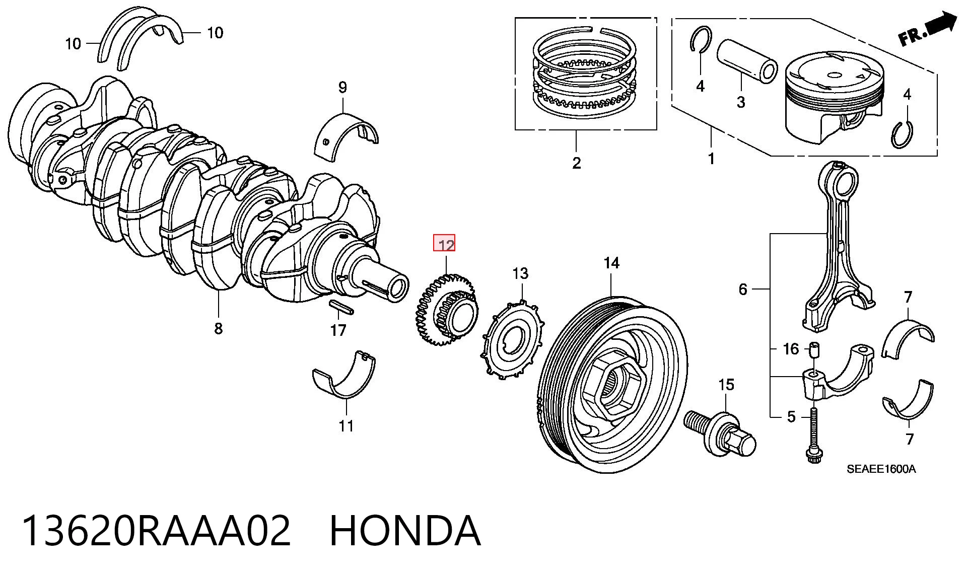 13620RAAA02 Honda Piñón del cigüeñal 
