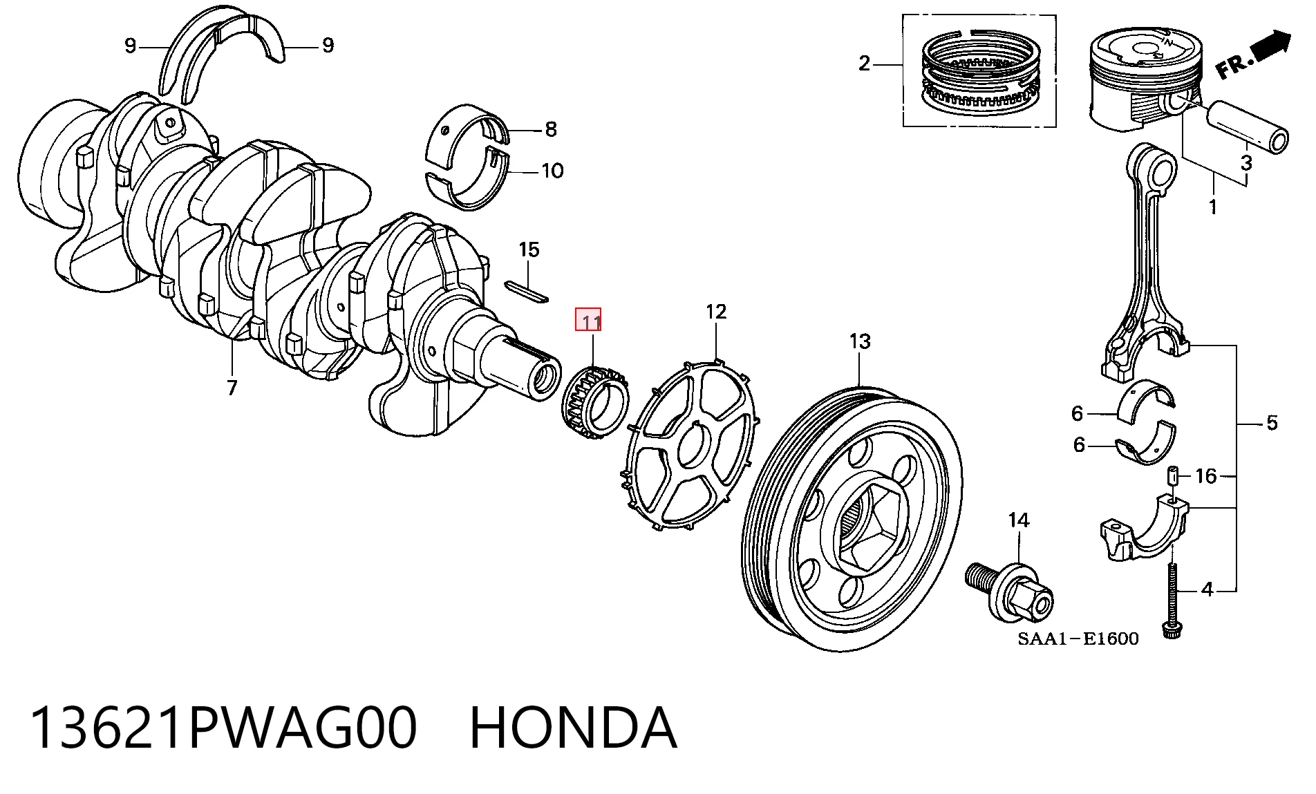 Comprar Piñón del cigüeñal Honda Jazz  GD, GE a bajo precio