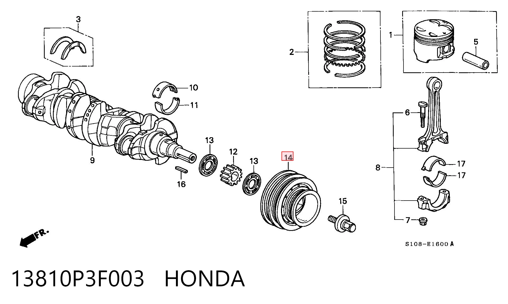 13810P3F003 Honda Dámper