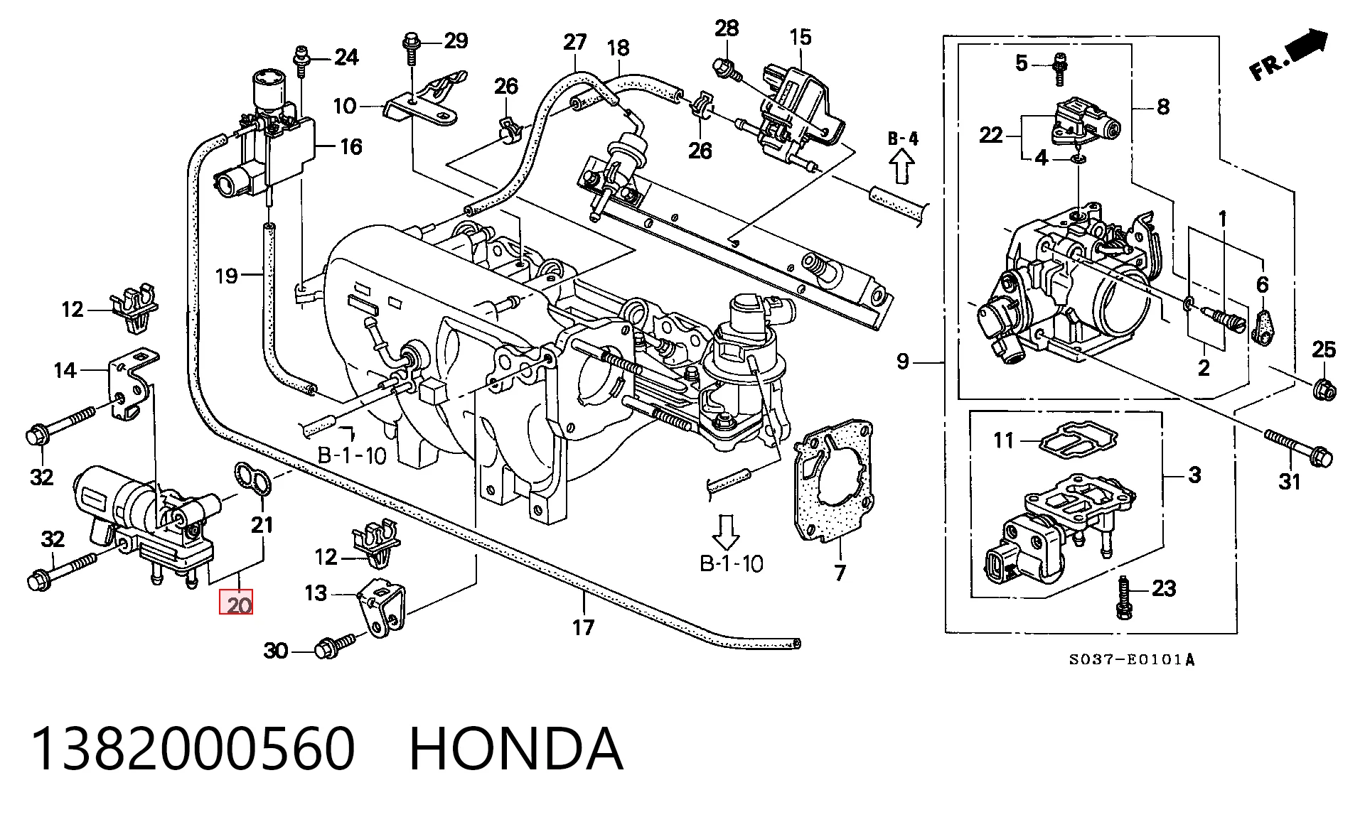 1382000560 Honda Regulador de ralentí