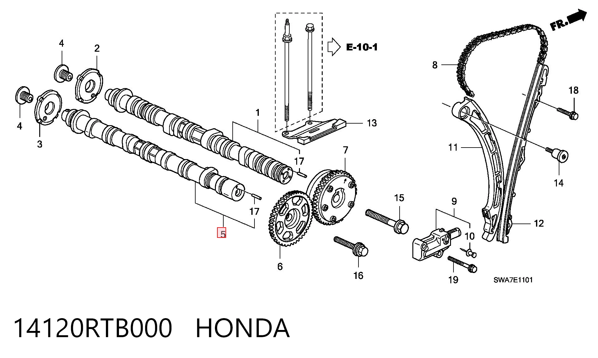 14120RTB000 Honda Eje de levas de escape