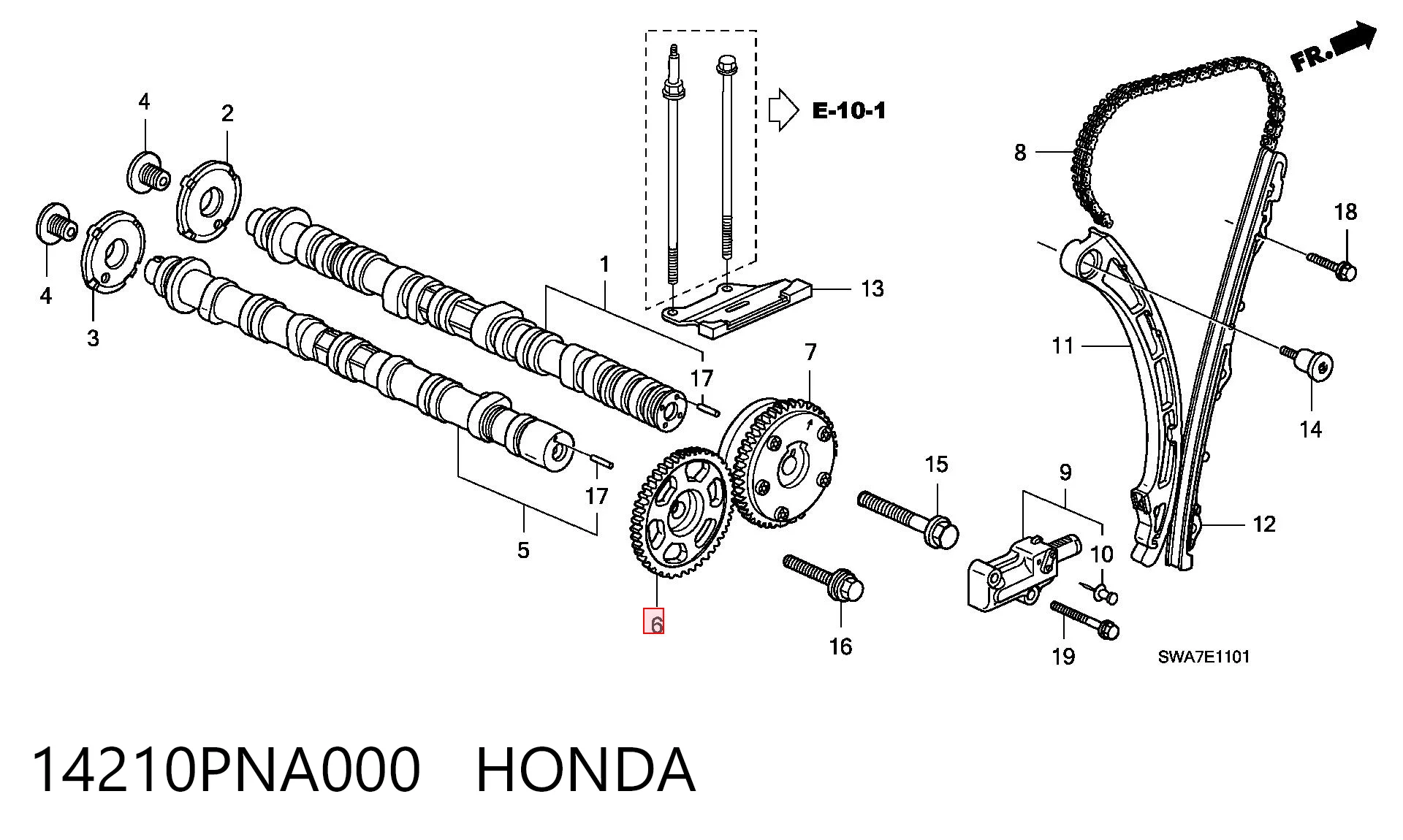 14210PNA000 Honda Engranaje del árbol de levas de escape