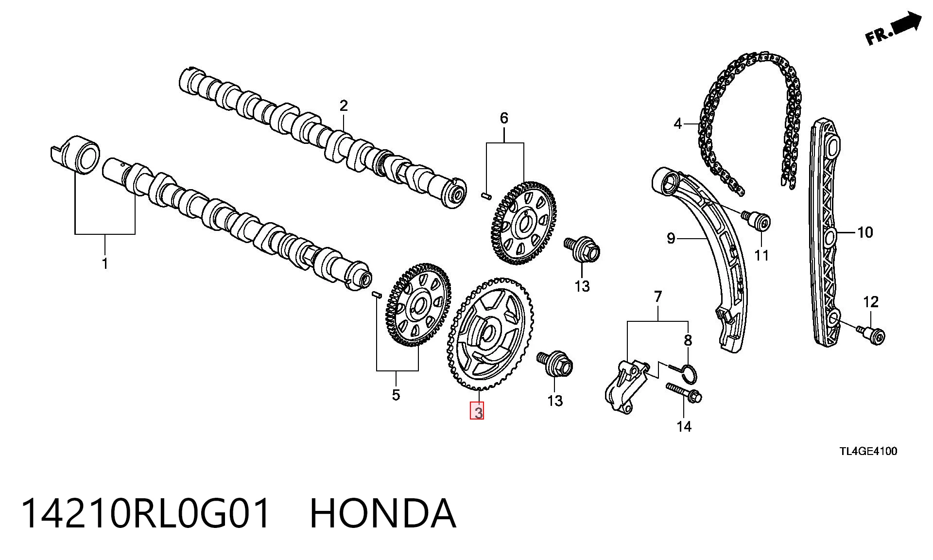 Engranaje árbol de levas para Honda CR-V IV RM