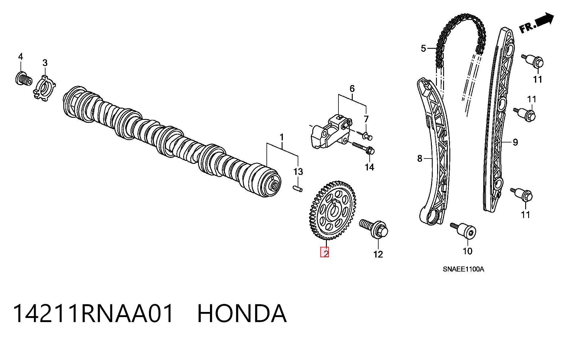 14211RNAA01 Honda Engranaje árbol de levas