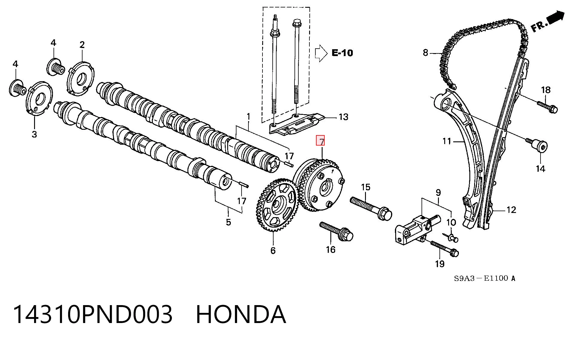 14310PND003 Honda Engranaje árbol de levas lado de admisión