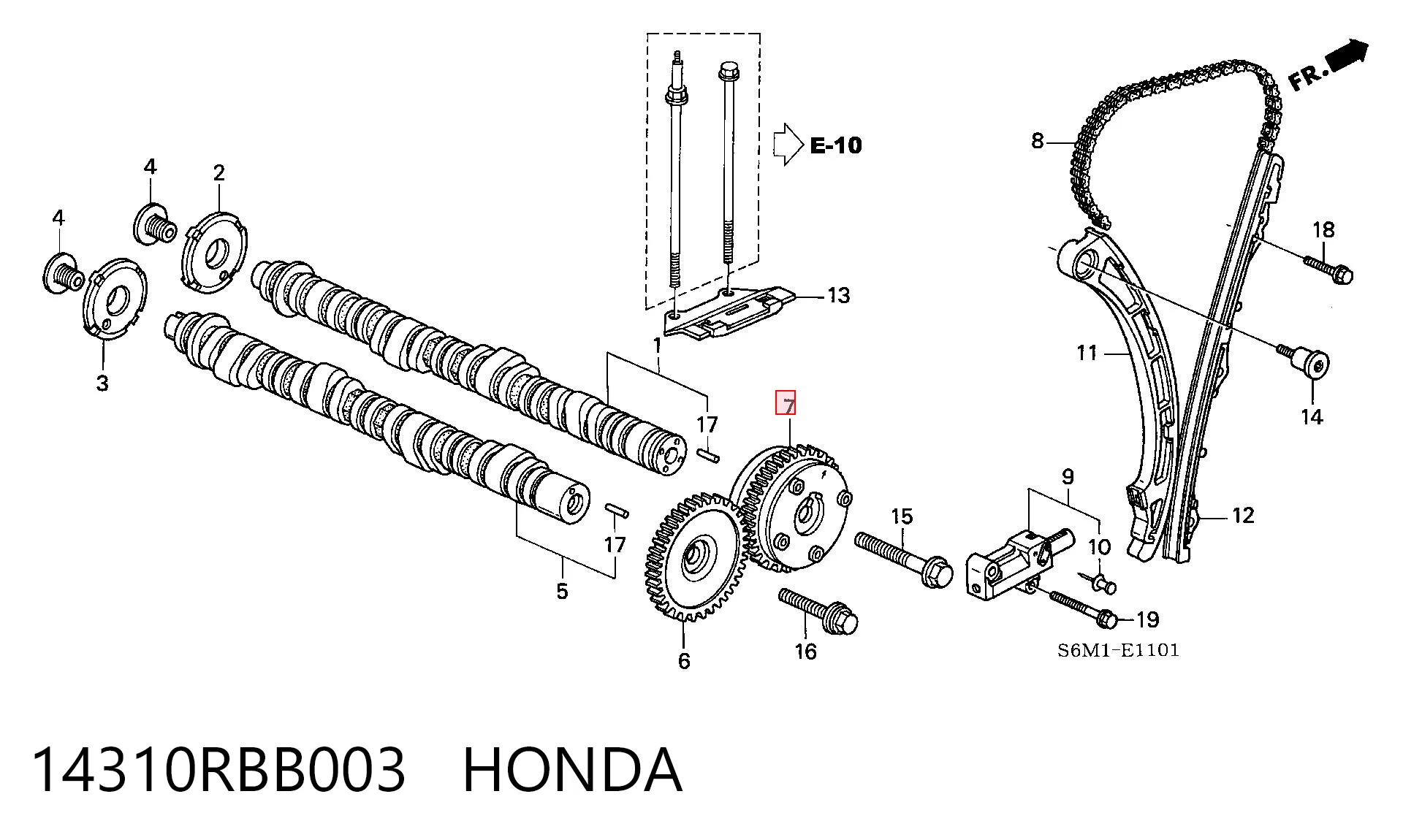 14310RBB003 Honda Engranaje árbol de levas lado de admisión
