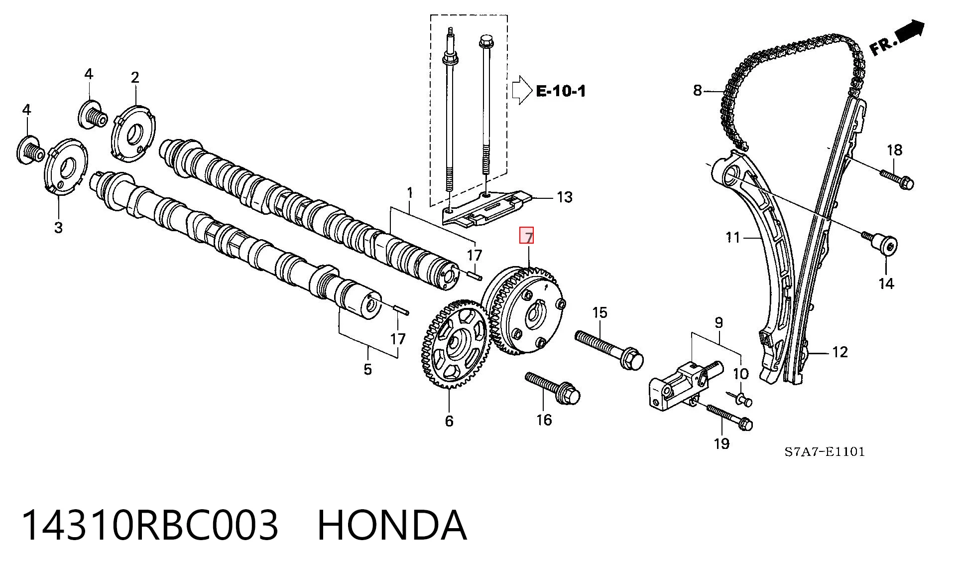 14310RBC003 Honda Engranaje árbol de levas lado de admisión