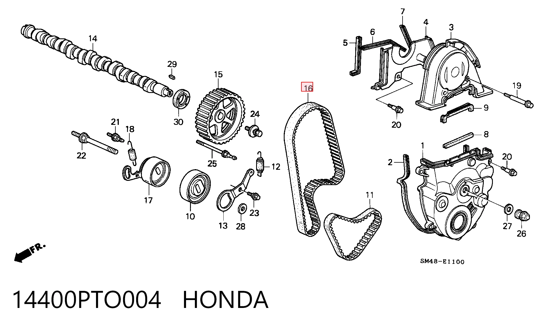 Correa de distribución 14400PTO004 HONDA