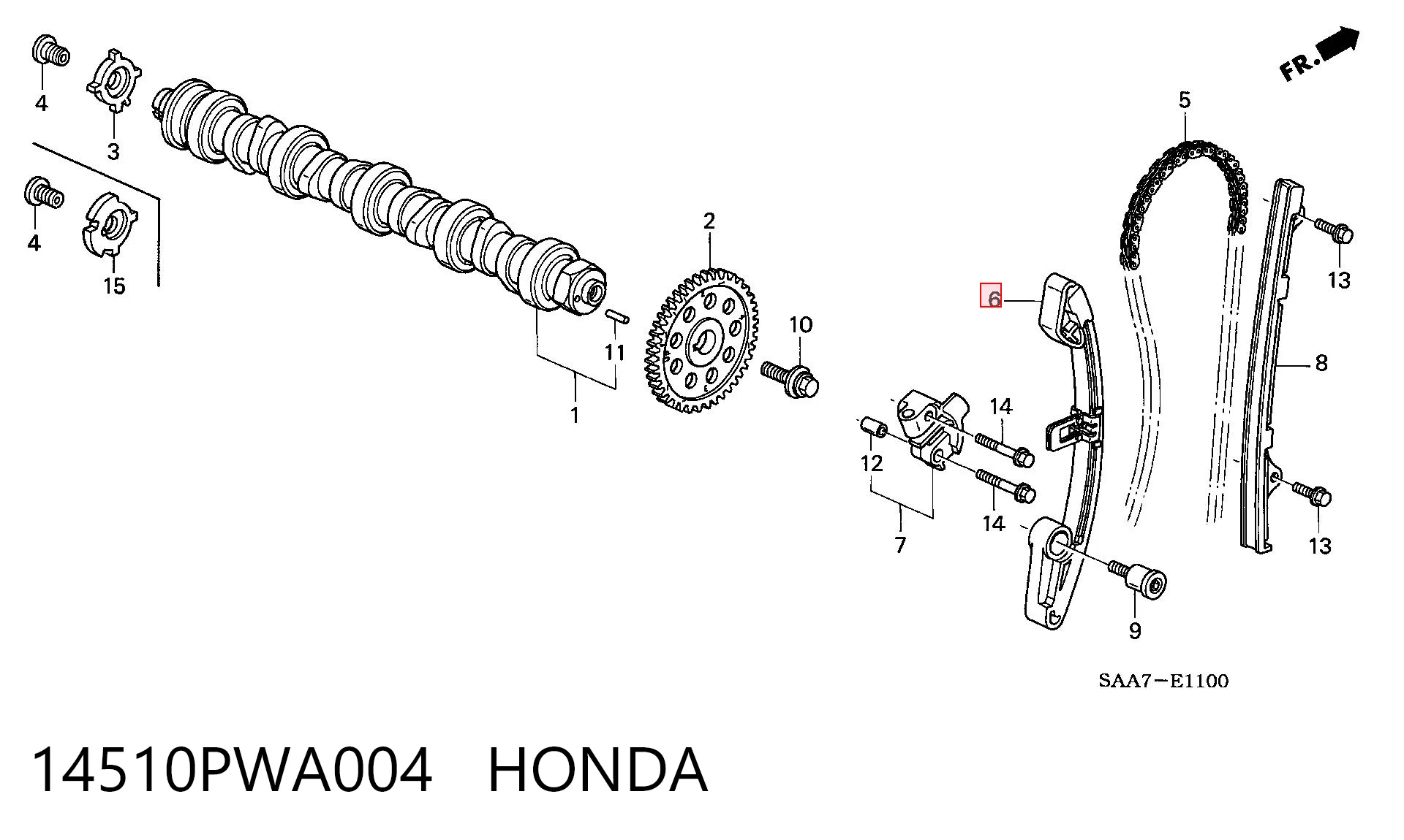 Guía derecha de cadena de distribución para Honda Civic VIII FD, FA