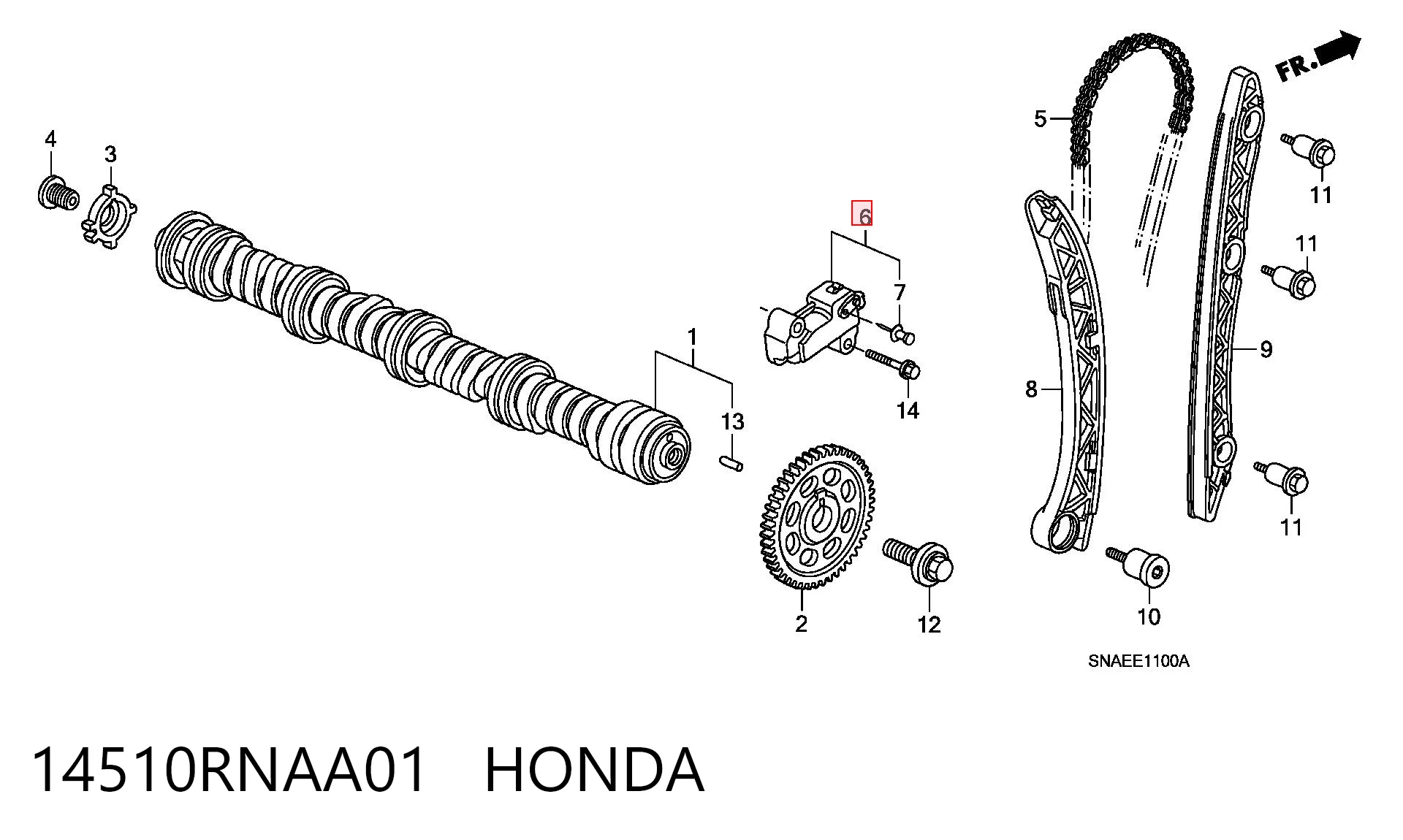14510RNAA01 Honda Tensor de cadena de distribución