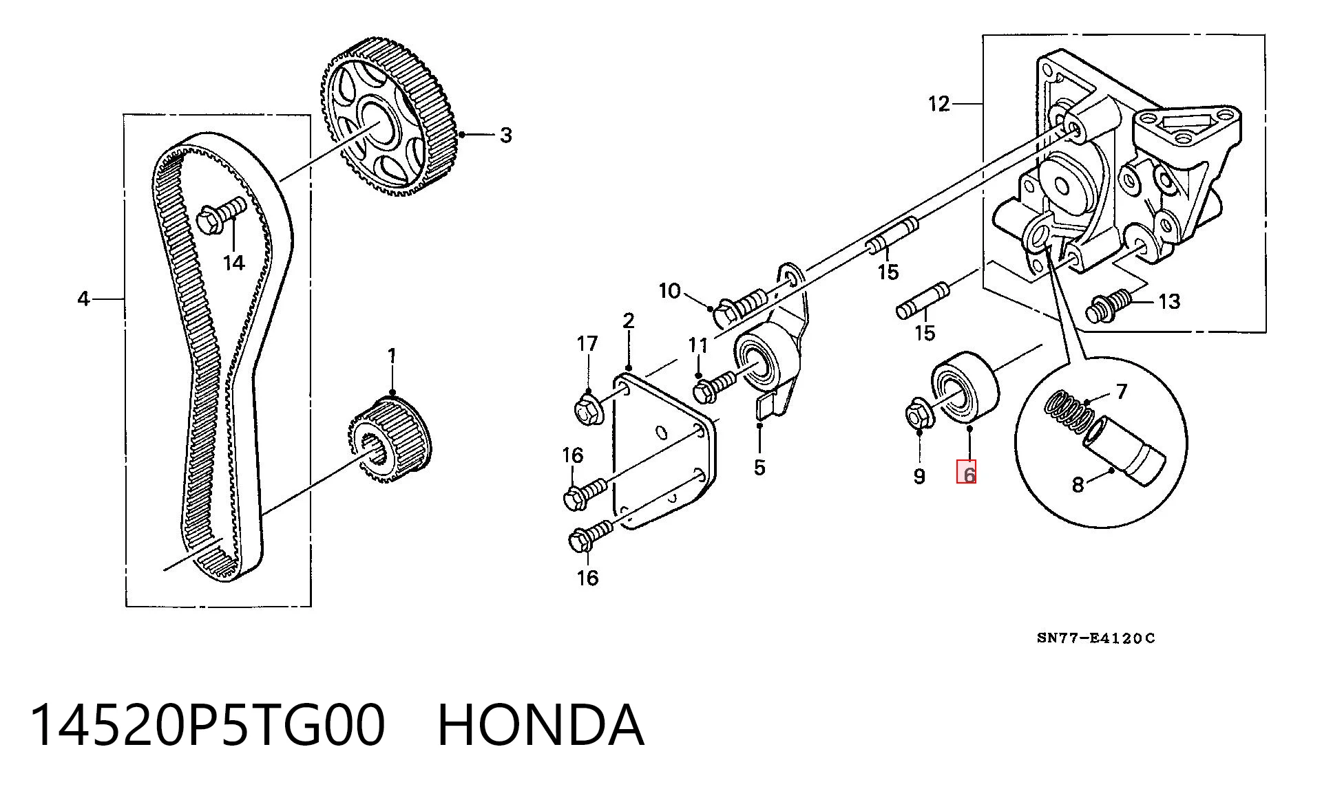 Polea correa distribución para Honda Civic MB