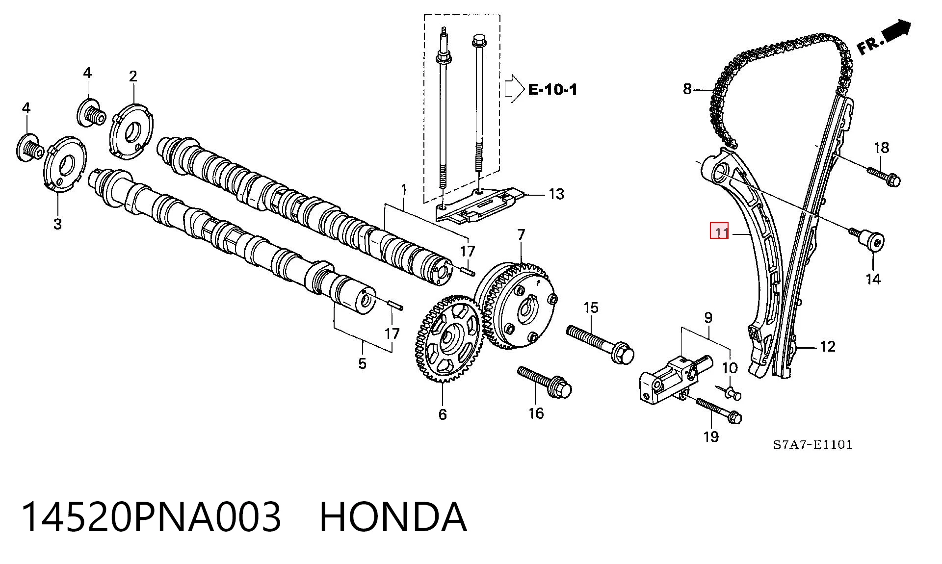 14520PNA003 Honda Guía del tensor de la cadena de distribución
